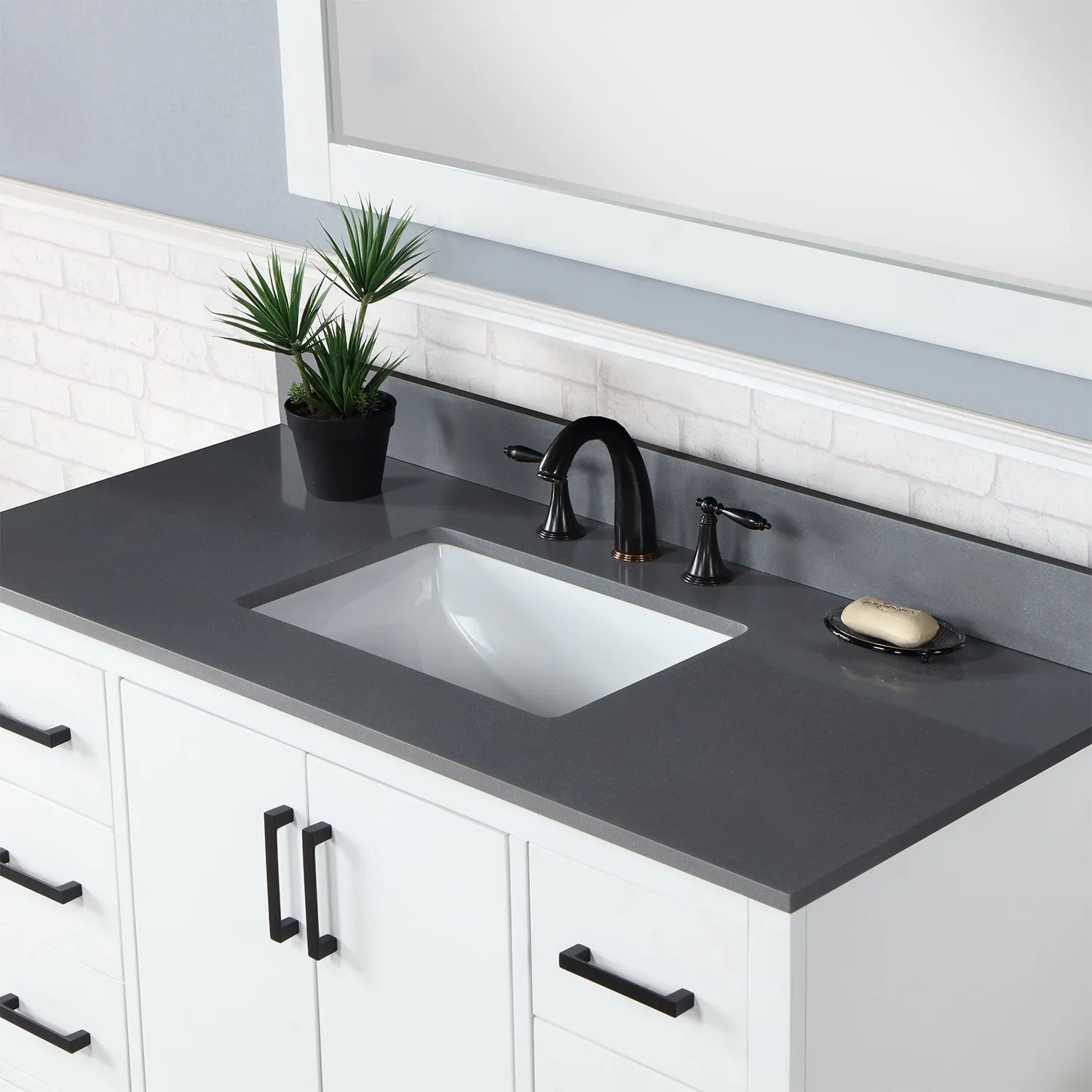 Altair Designs Monna 48" Single Bathroom Vanity Set with Aosta White Composite Stone Countertop - 544048-WH-CG-NM