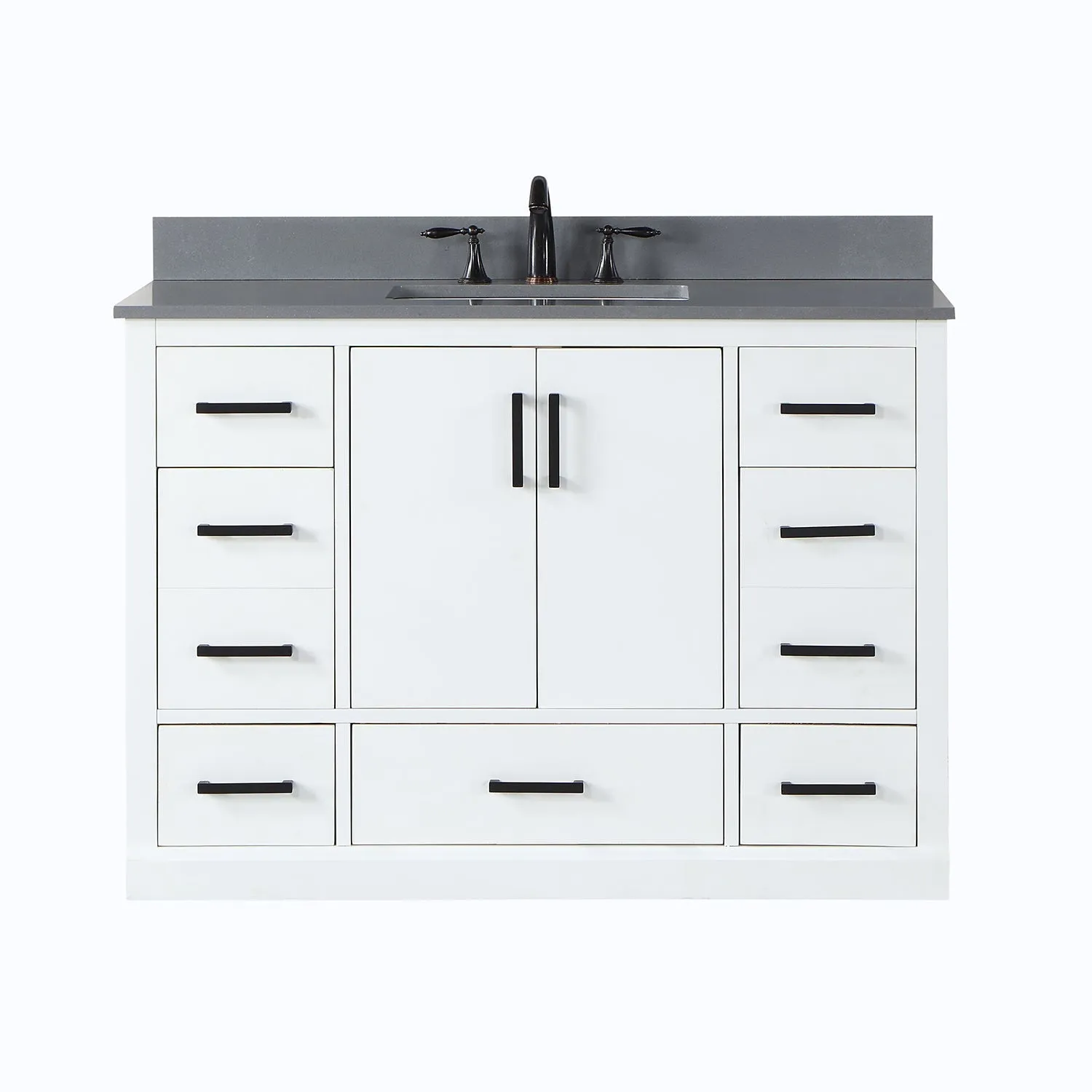 Altair Designs Monna 48" Single Bathroom Vanity Set with Aosta White Composite Stone Countertop - 544048-WH-CG-NM