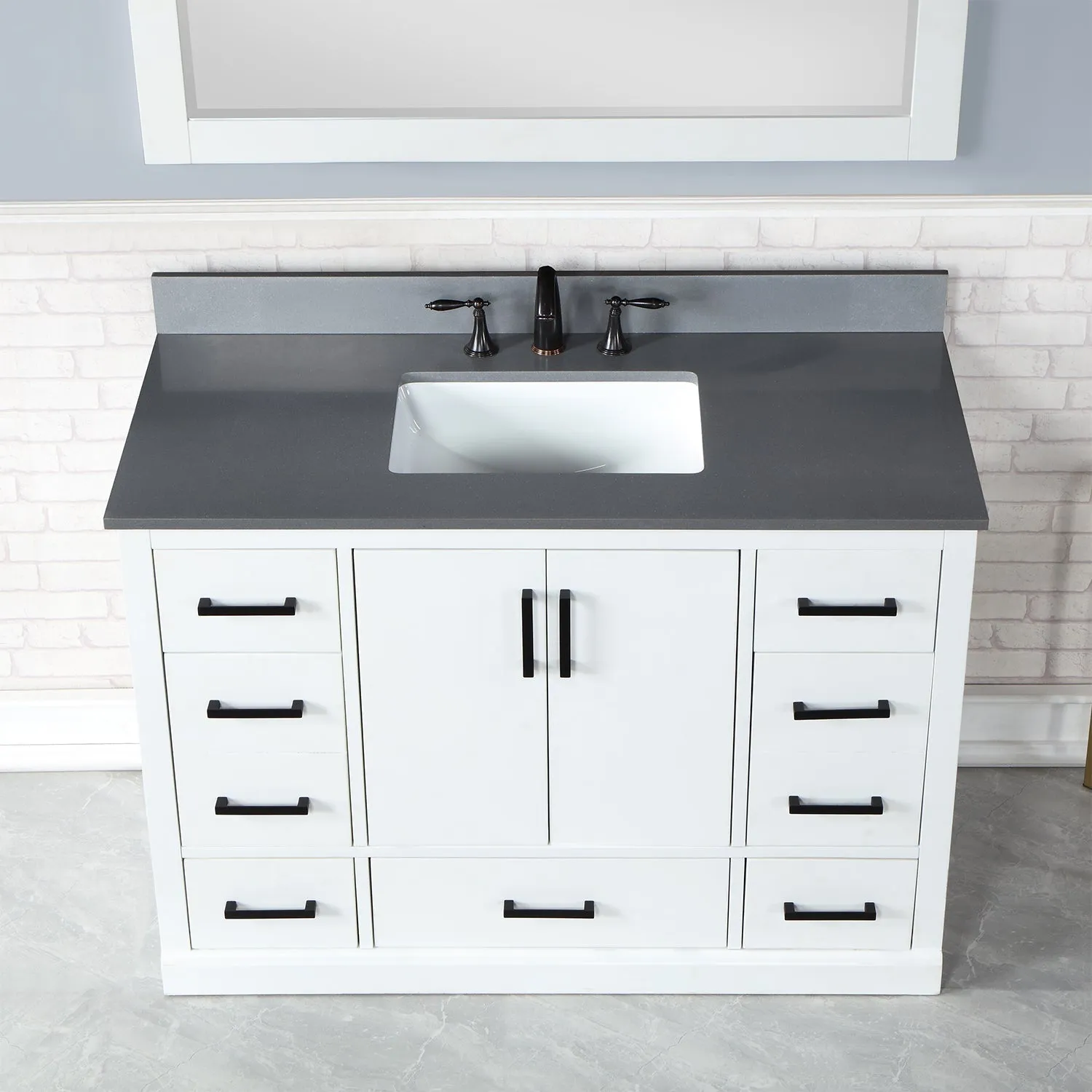 Altair Designs Monna 48" Single Bathroom Vanity Set with Aosta White Composite Stone Countertop - 544048-WH-CG-NM