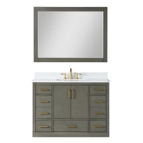 Altair Designs Monna 48" Single Bathroom Vanity Set with Aosta White Composite Stone Countertop - 544048-WH-CG-NM
