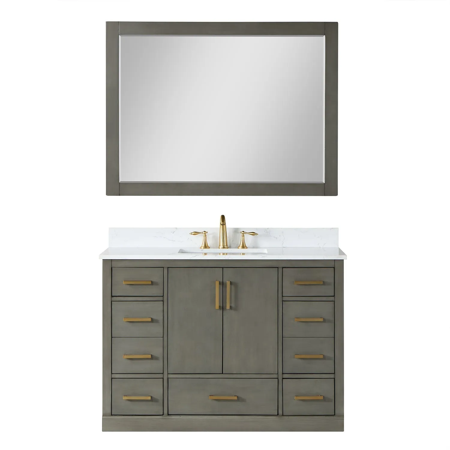 Altair Designs Monna 48" Single Bathroom Vanity Set with Aosta White Composite Stone Countertop - 544048-WH-CG-NM