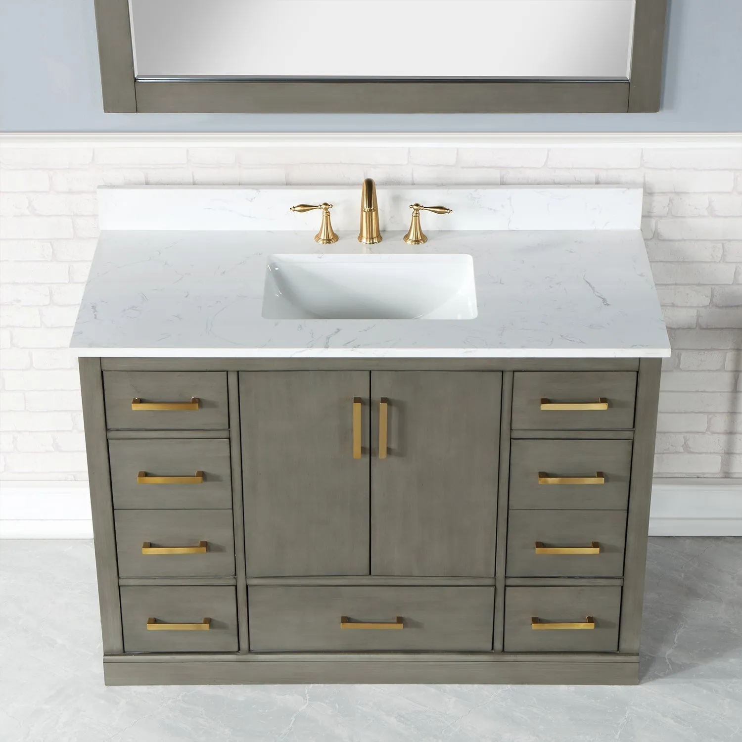 Altair Designs Monna 48" Single Bathroom Vanity Set with Aosta White Composite Stone Countertop - 544048-WH-CG-NM