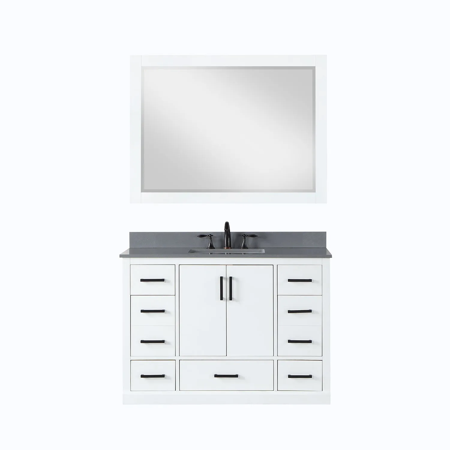 Altair Designs Monna 48" Single Bathroom Vanity Set with Aosta White Composite Stone Countertop - 544048-WH-CG-NM