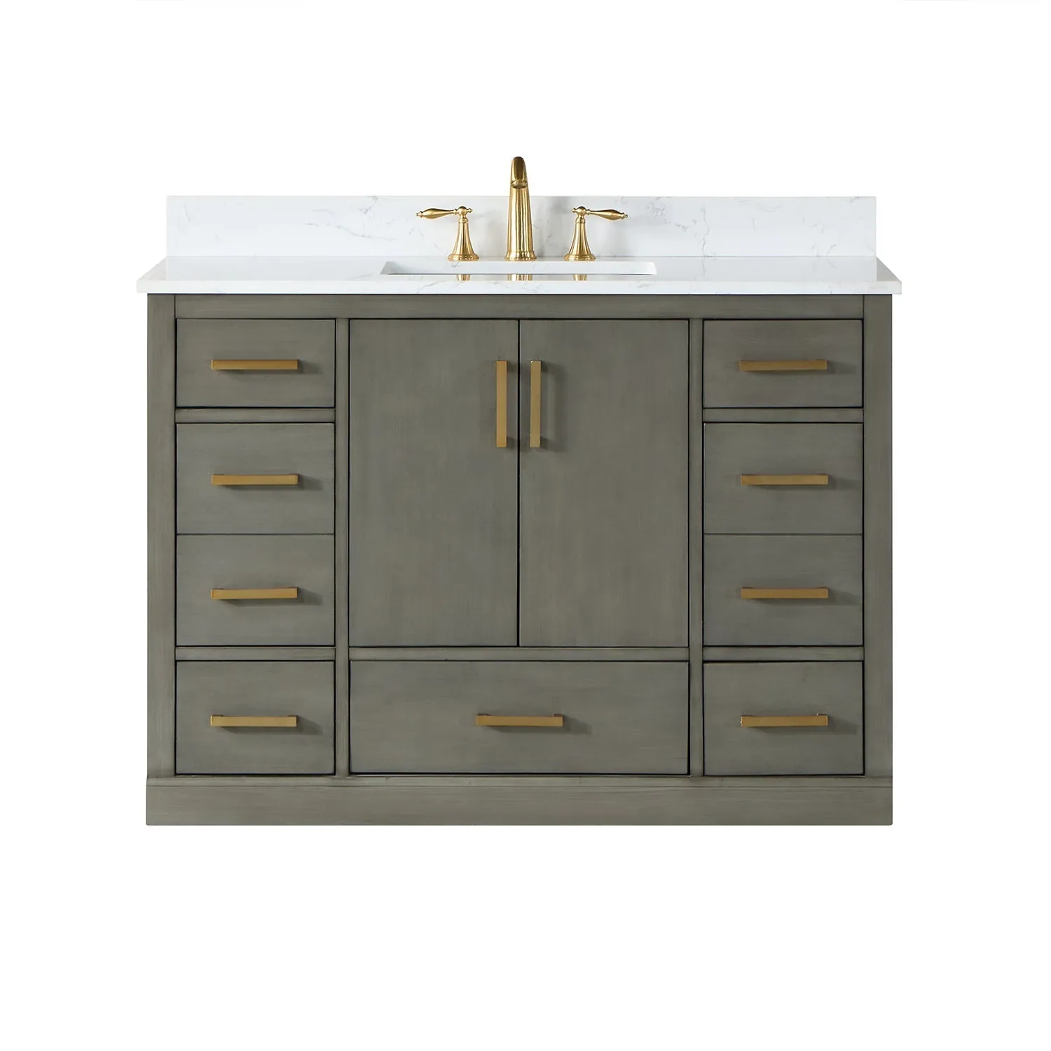 Altair Designs Monna 48" Single Bathroom Vanity Set with Aosta White Composite Stone Countertop - 544048-WH-CG-NM
