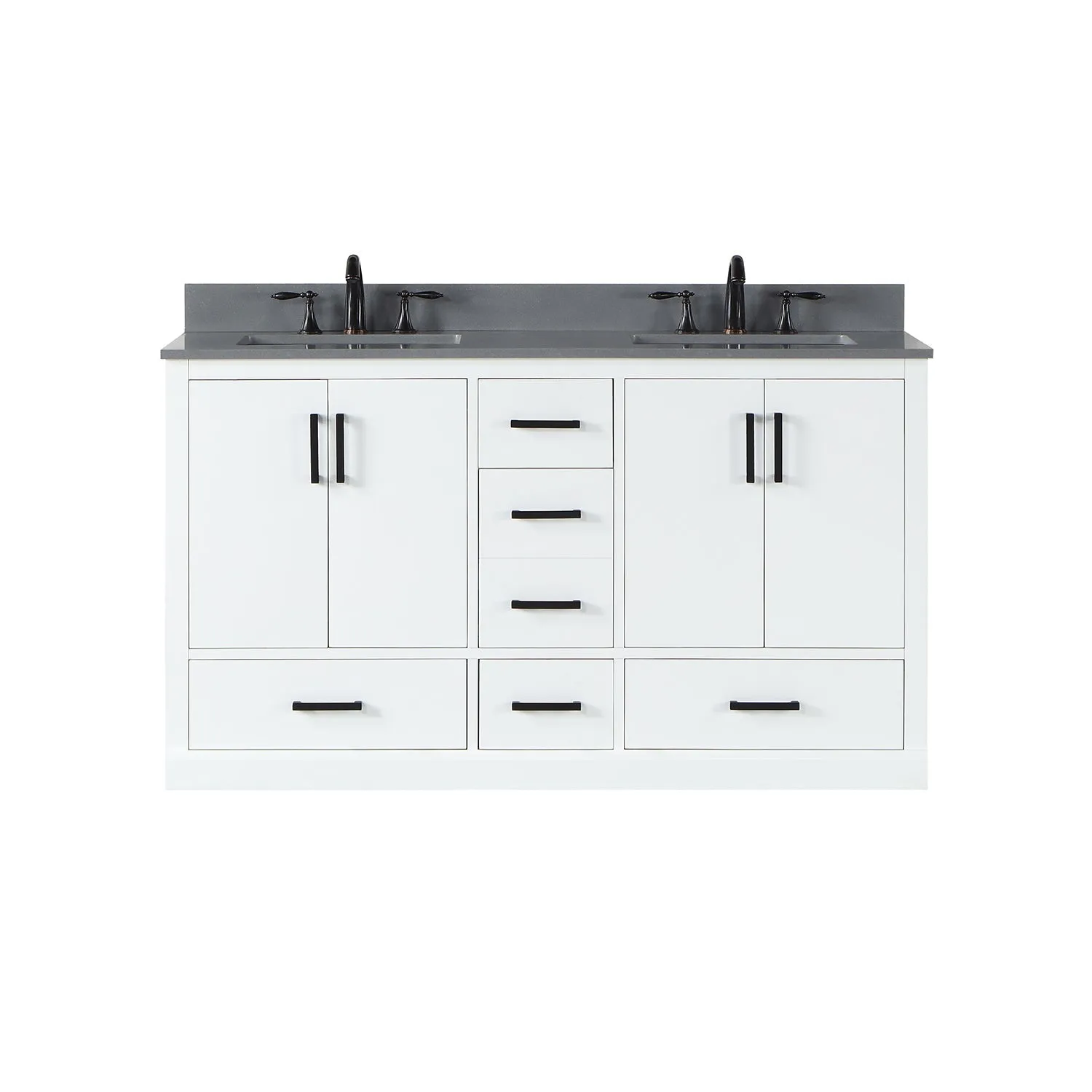 Altair Designs Monna 60" Double Bathroom Vanity Set with Aosta White Composite Stone Countertop - 544060-WH-CG-NM