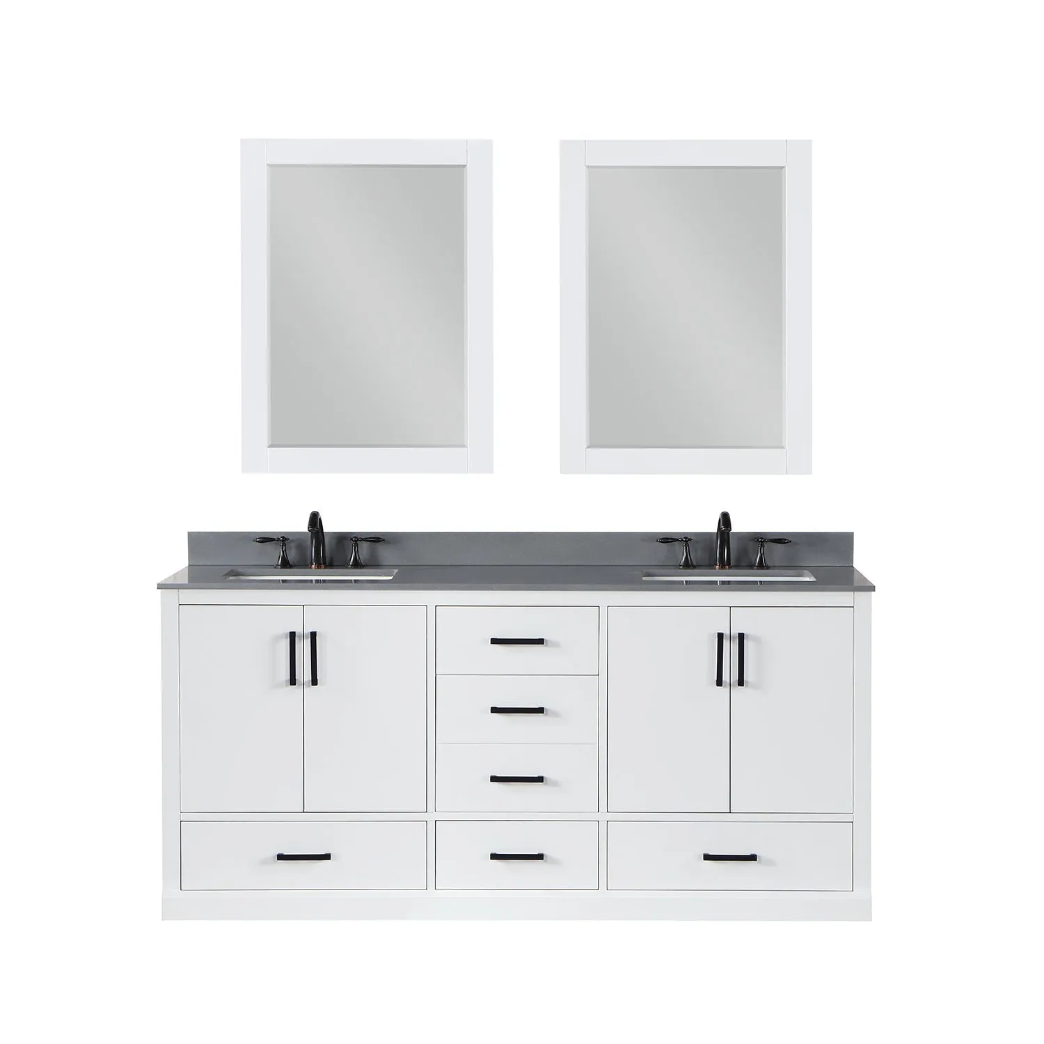Altair Designs Monna 72" Double Bathroom Vanity Set with Aosta White Composite Stone Countertop - 544072-WH-CG-NM