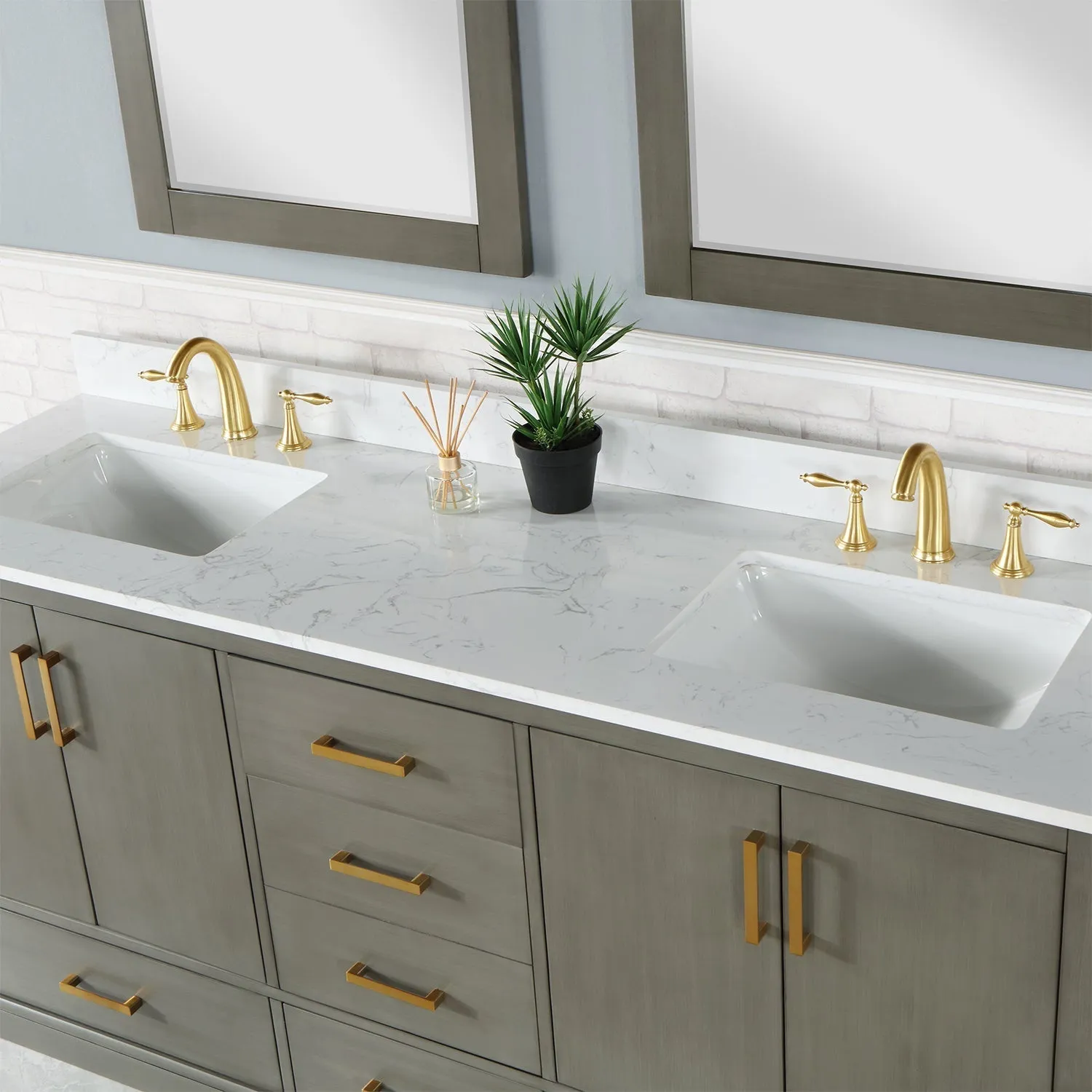 Altair Designs Monna 72" Double Bathroom Vanity Set with Aosta White Composite Stone Countertop - 544072-WH-CG-NM