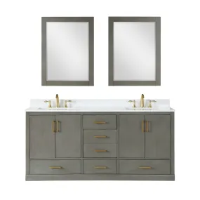 Altair Designs Monna 72" Double Bathroom Vanity Set with Aosta White Composite Stone Countertop - 544072-WH-CG-NM