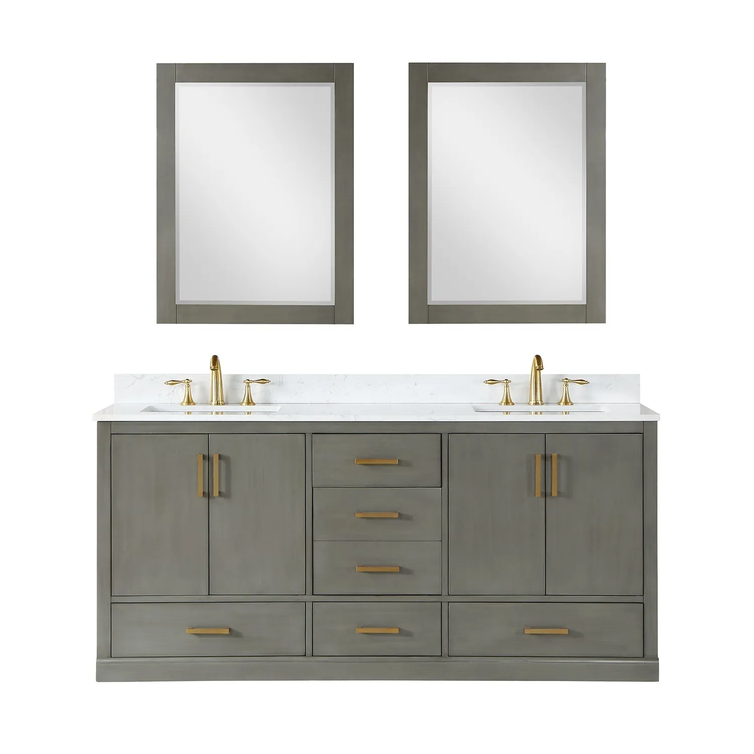 Altair Designs Monna 72" Double Bathroom Vanity Set with Aosta White Composite Stone Countertop - 544072-WH-CG-NM
