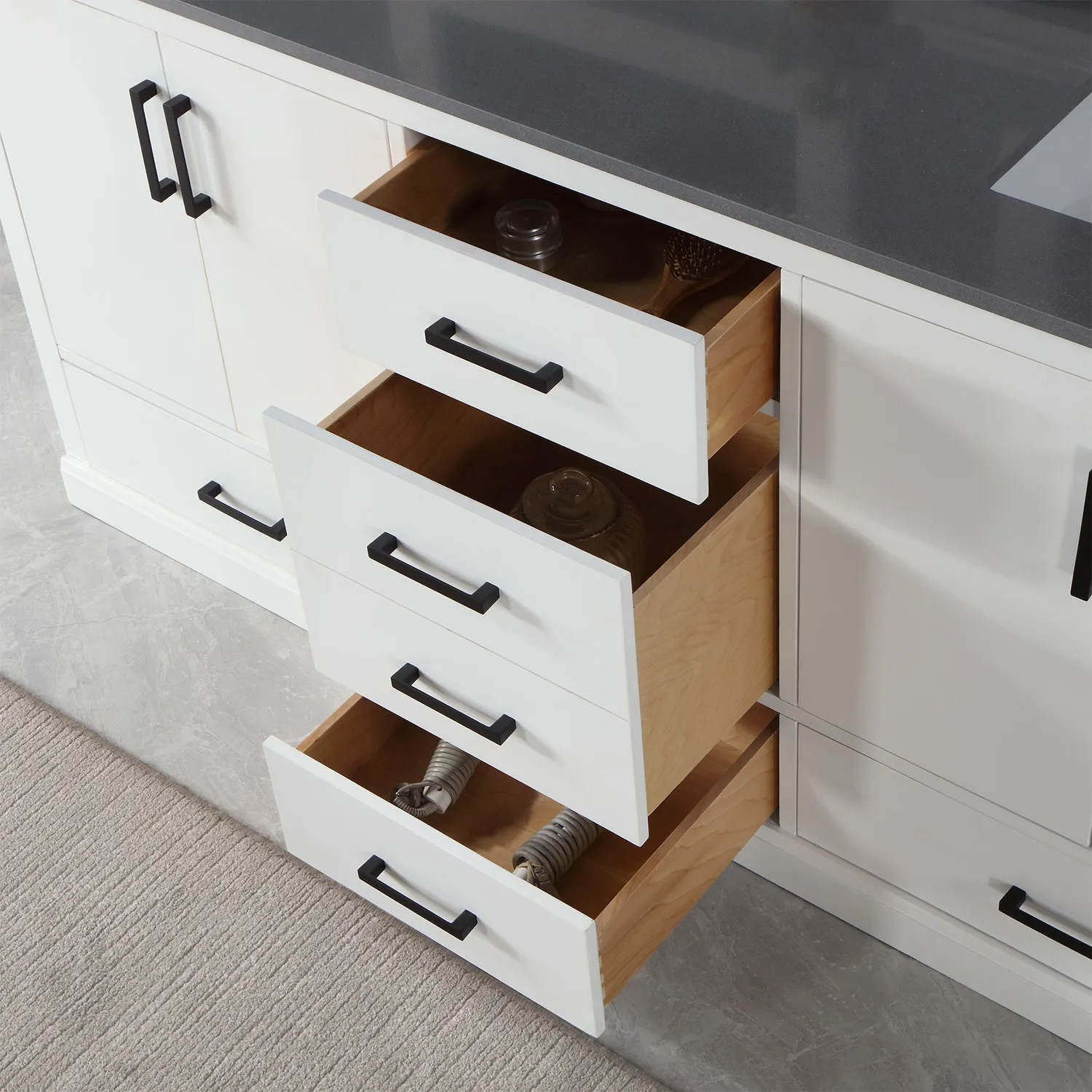 Altair Designs Monna 72" Double Bathroom Vanity Set with Aosta White Composite Stone Countertop - 544072-WH-CG-NM