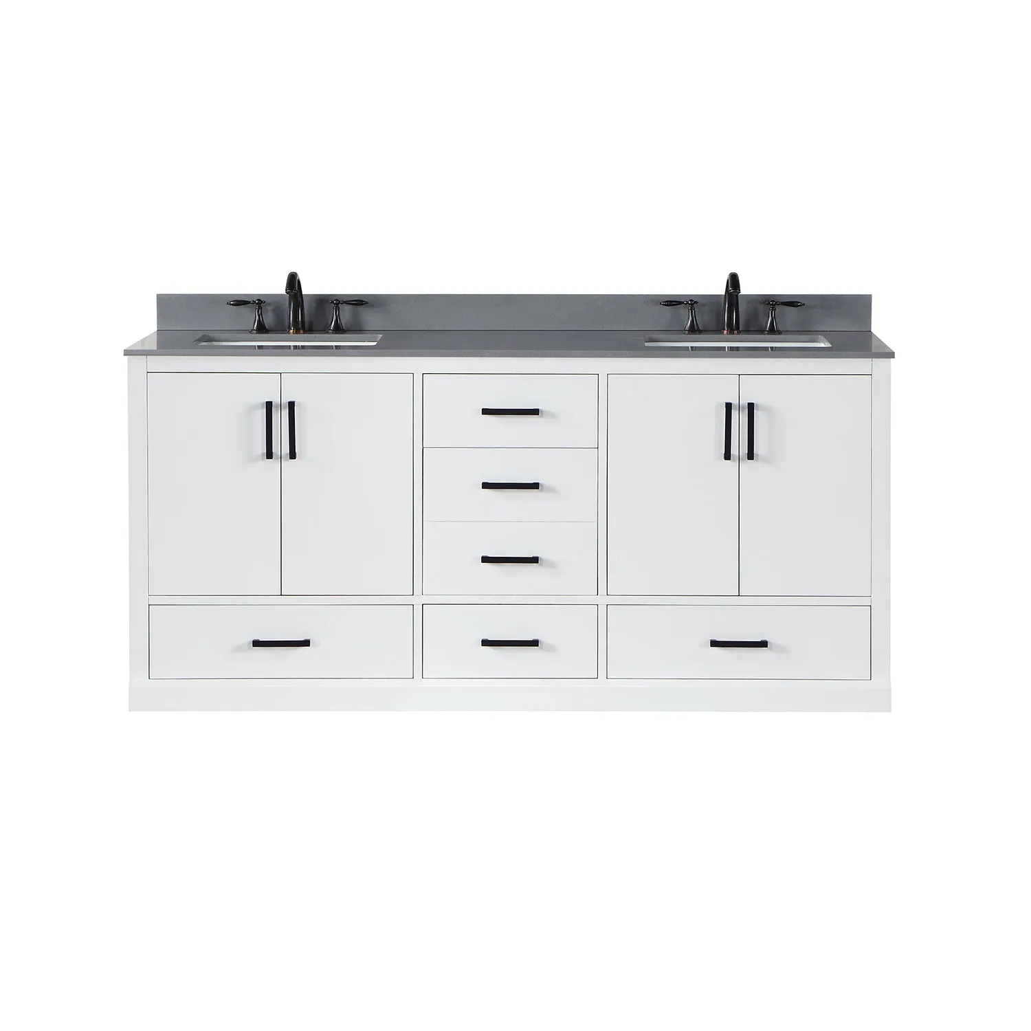 Altair Designs Monna 72" Double Bathroom Vanity Set with Aosta White Composite Stone Countertop - 544072-WH-CG-NM