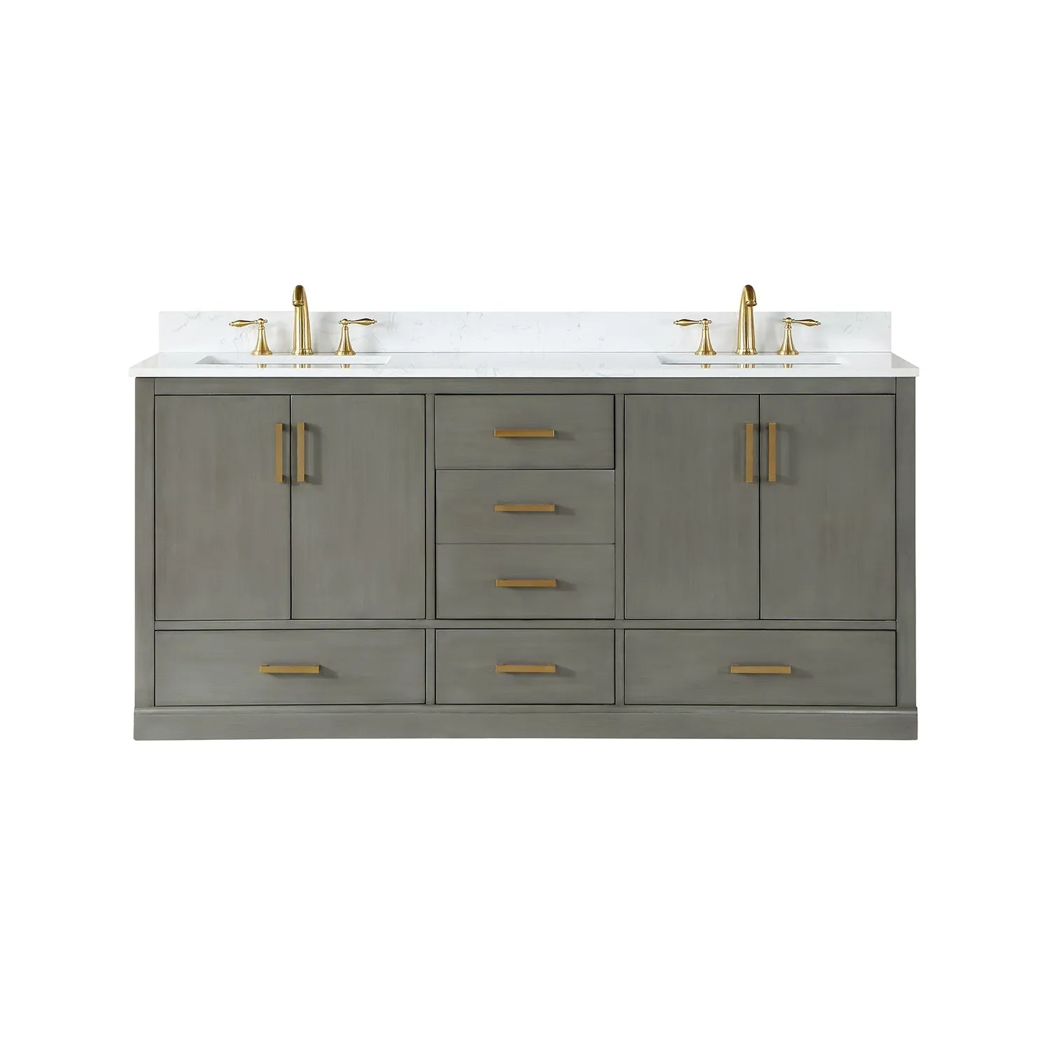 Altair Designs Monna 72" Double Bathroom Vanity Set with Aosta White Composite Stone Countertop - 544072-WH-CG-NM