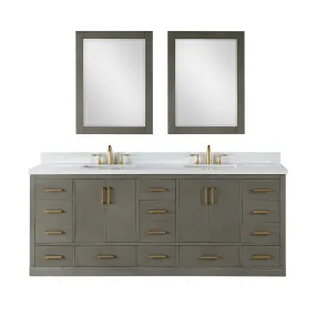 Altair Designs Monna 84" Double Bathroom Vanity Set with Aosta White Composite Stone Countertop - 544084-WH-CG-NM
