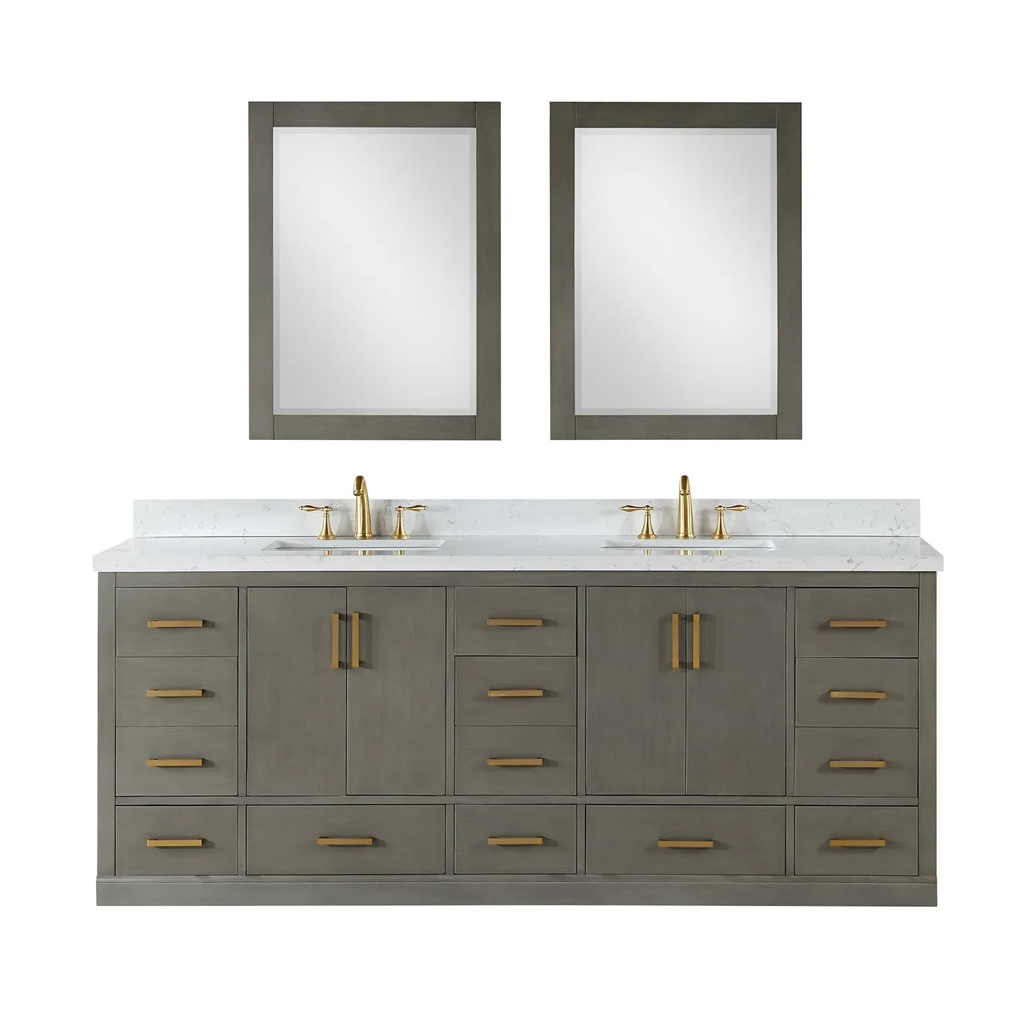 Altair Designs Monna 84" Double Bathroom Vanity Set with Aosta White Composite Stone Countertop - 544084-WH-CG-NM