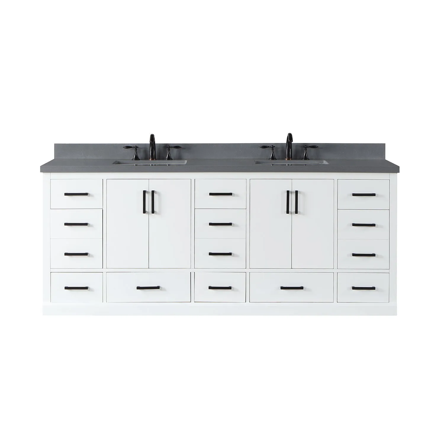 Altair Designs Monna 84" Double Bathroom Vanity Set with Aosta White Composite Stone Countertop - 544084-WH-CG-NM