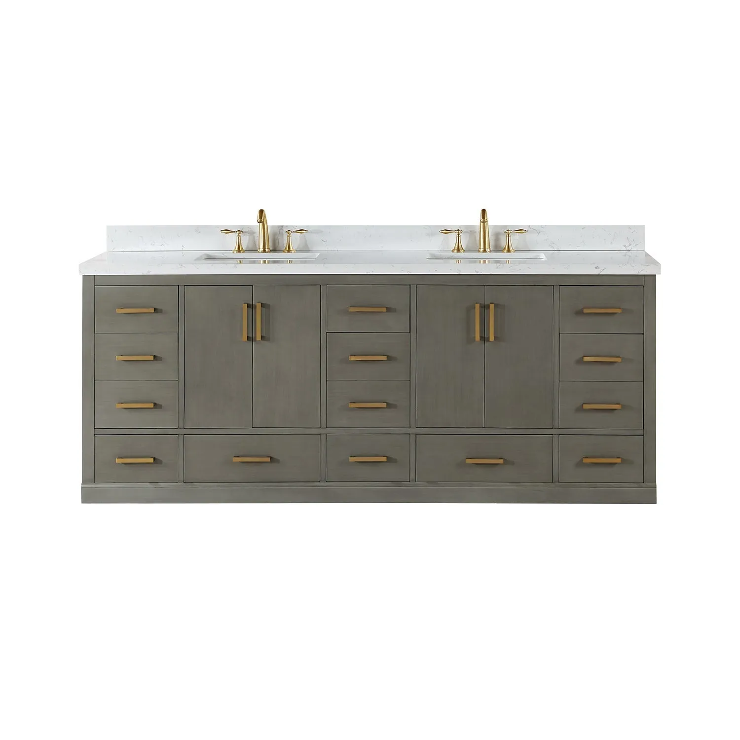 Altair Designs Monna 84" Double Bathroom Vanity Set with Aosta White Composite Stone Countertop - 544084-WH-CG-NM