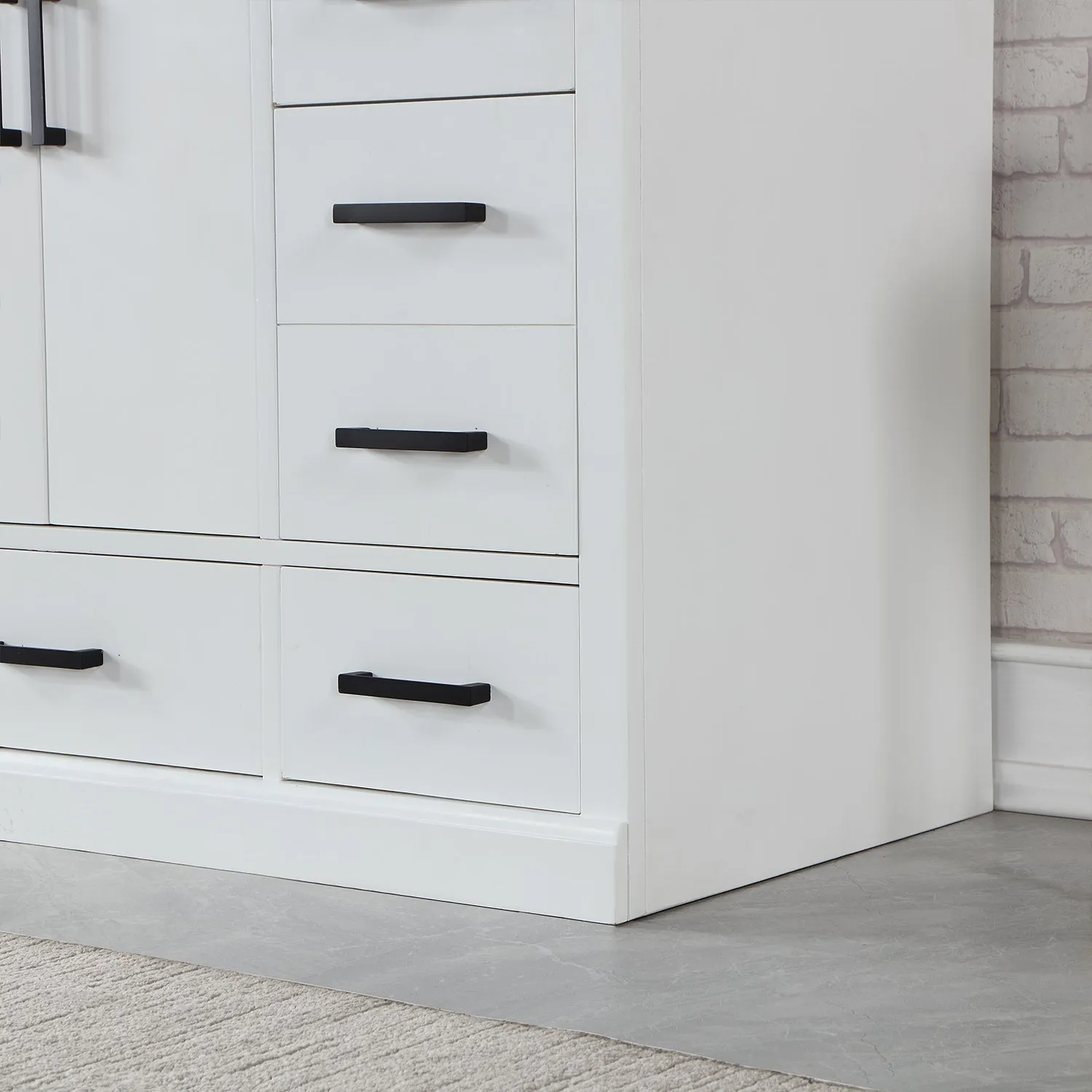 Altair Designs Monna 84" Double Bathroom Vanity Set with Aosta White Composite Stone Countertop - 544084-WH-CG-NM