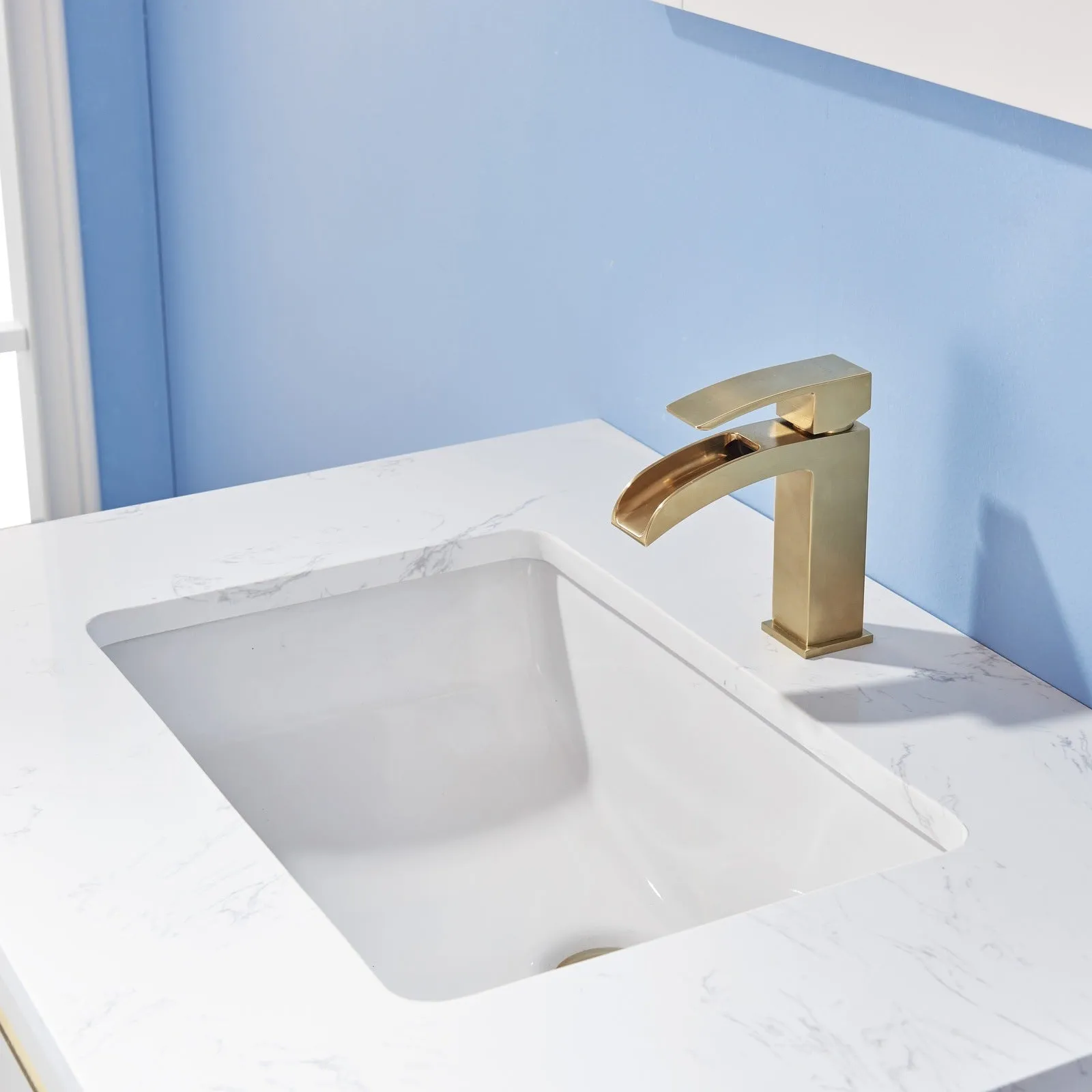 Altair Designs Morgan 30" Single Bathroom Vanity Set in White and Composite Aosta White Stone Countertop - 534030-WH-AW-NM