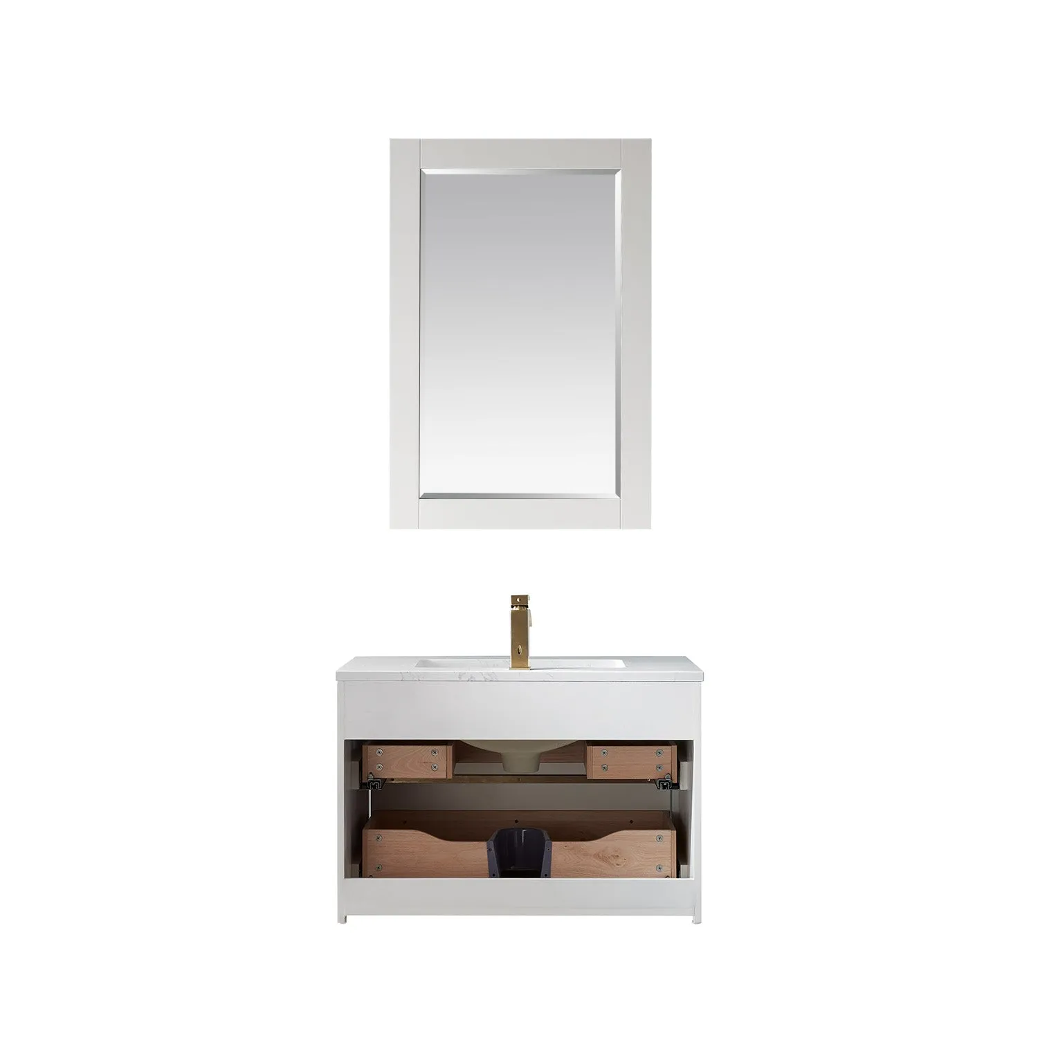 Altair Designs Morgan 30" Single Bathroom Vanity Set in White and Composite Aosta White Stone Countertop - 534030-WH-AW-NM