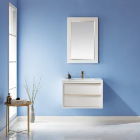 Altair Designs Morgan 30" Single Bathroom Vanity Set in White and Composite Aosta White Stone Countertop - 534030-WH-AW-NM