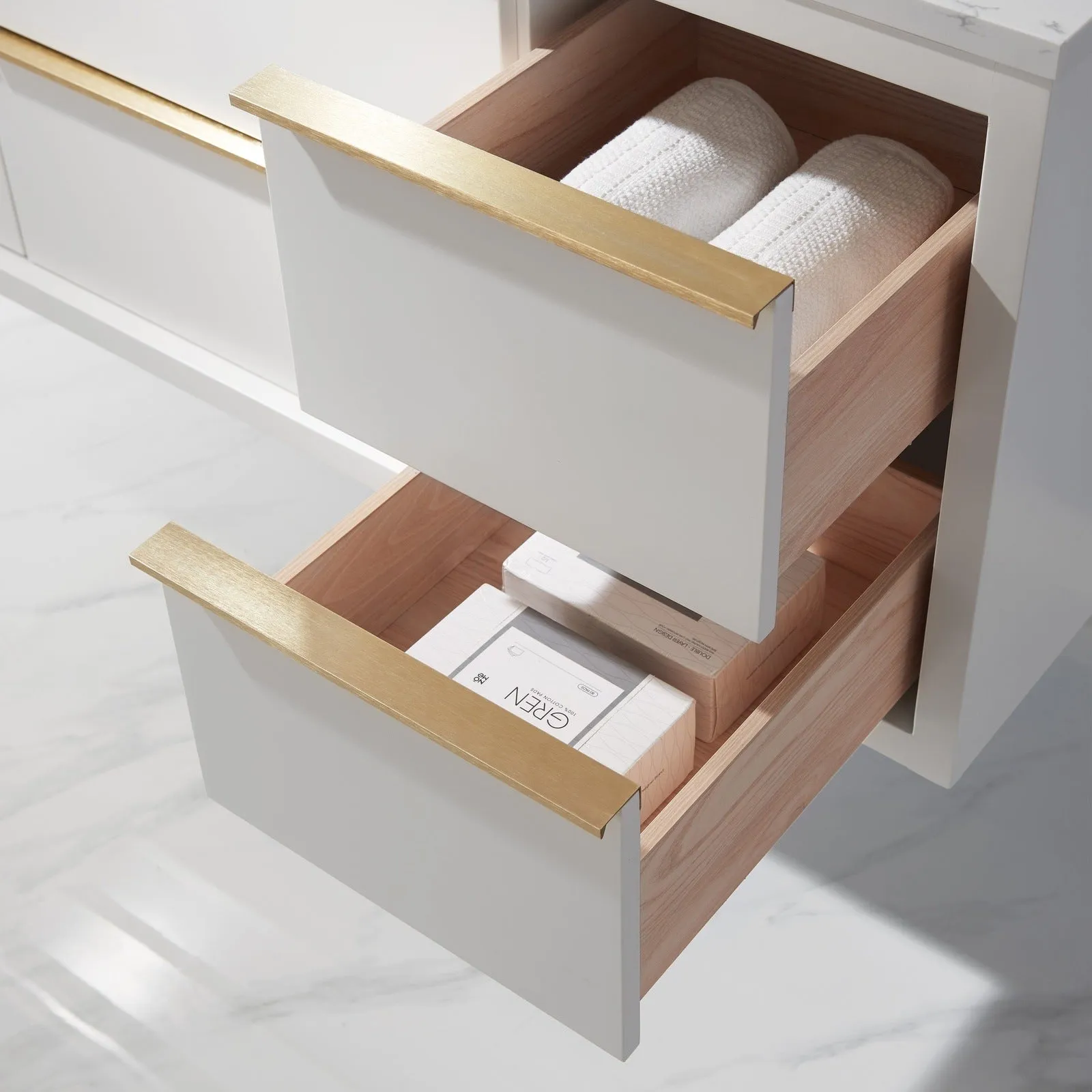 Altair Designs Morgan 48" Single Bathroom Vanity Set in White and Composite Aosta White Stone Countertop - 534048-WH-AW-NM