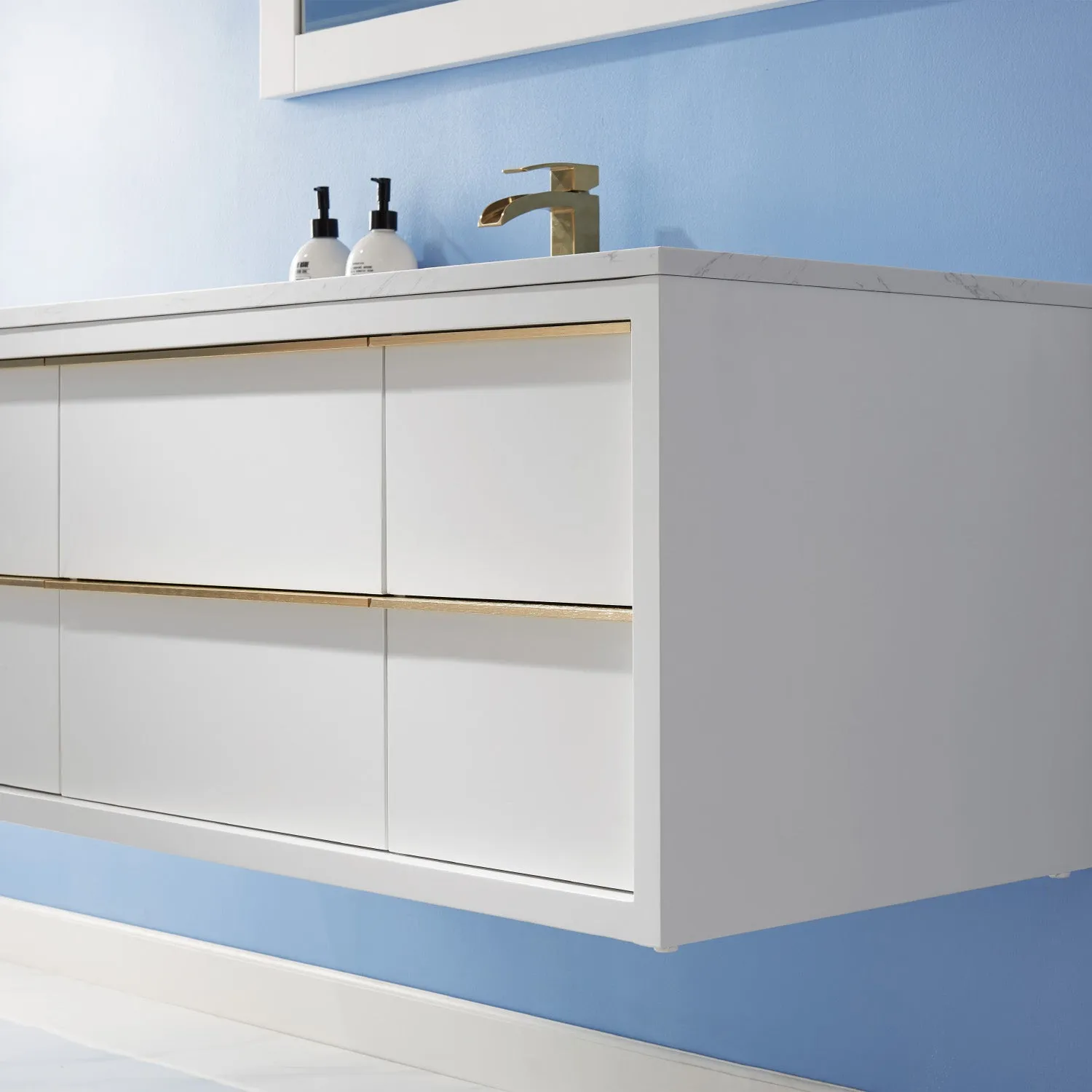 Altair Designs Morgan 48" Single Bathroom Vanity Set in White and Composite Aosta White Stone Countertop - 534048-WH-AW-NM
