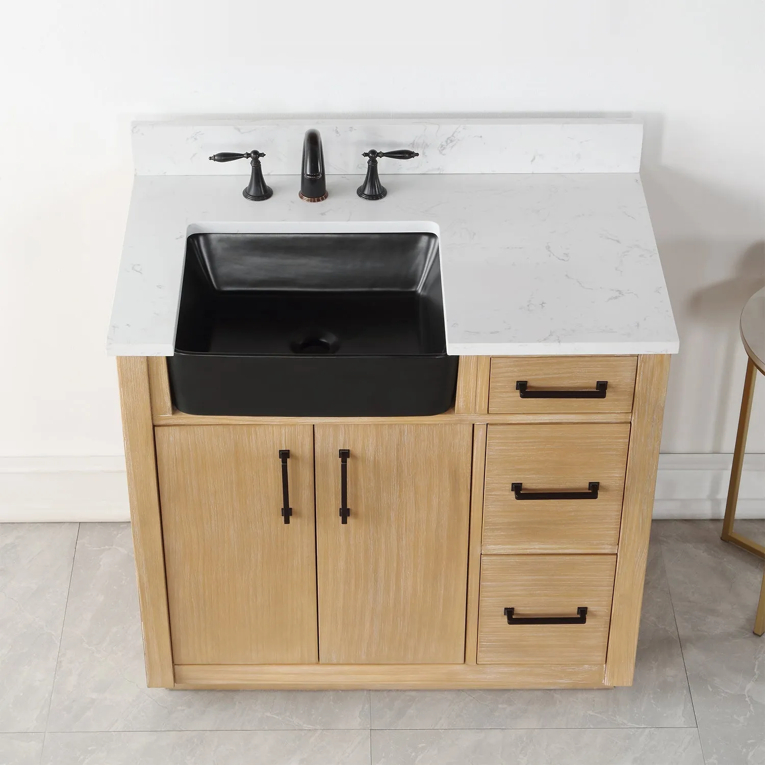 Altair Designs Novago 36" Single Bathroom Vanity Set with Composite Aosta White Stone Countertop and Farmhouse Sink - 550036-WP-AW-NM