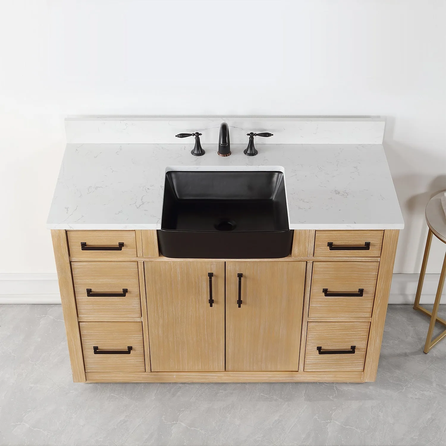 Altair Designs Novago 48" Single Bathroom Vanity Set with Composite Aosta White Stone Countertop and Farmhouse Sink - 550048-WP-AW-NM