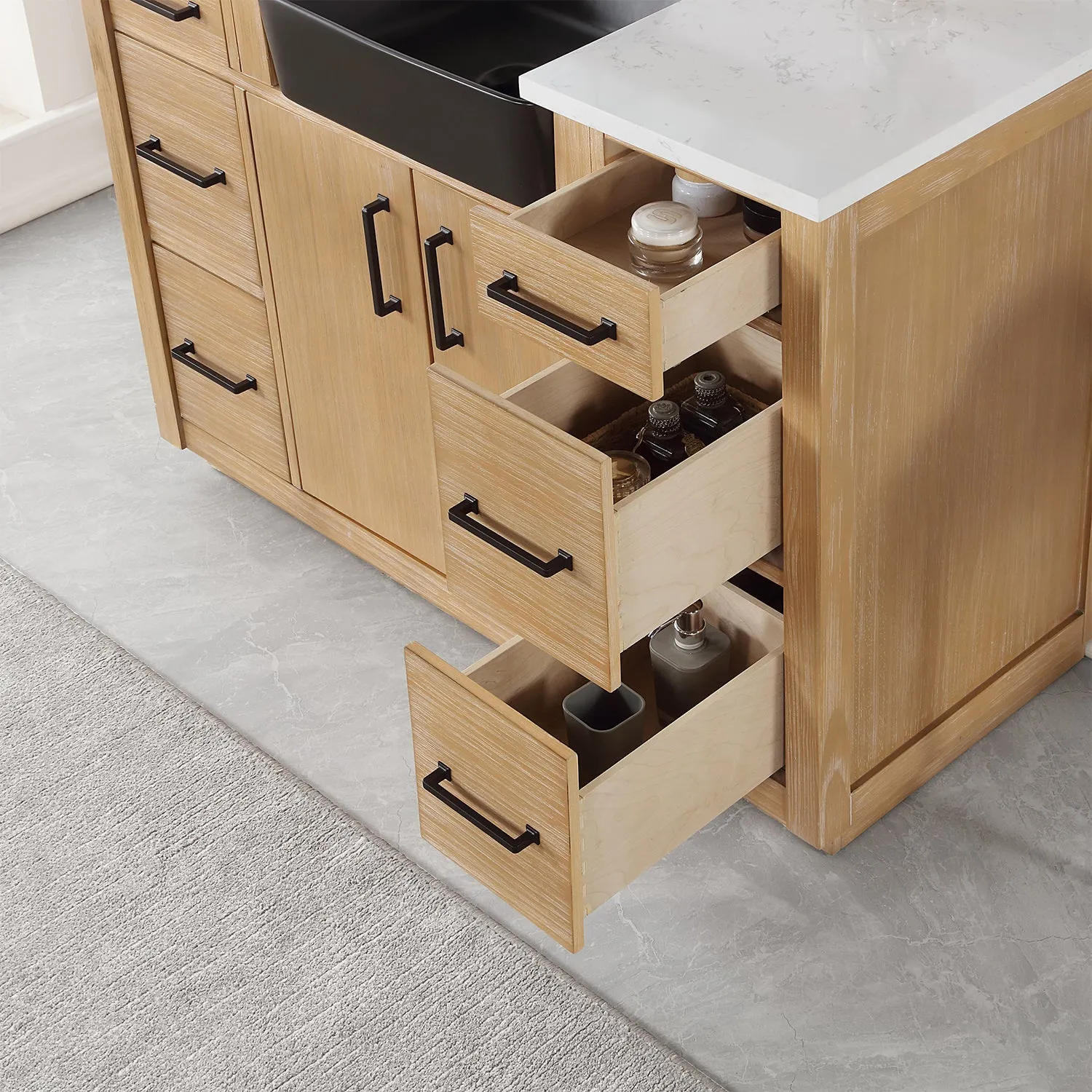 Altair Designs Novago 48" Single Bathroom Vanity Set with Composite Aosta White Stone Countertop and Farmhouse Sink - 550048-WP-AW-NM