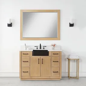 Altair Designs Novago 48" Single Bathroom Vanity Set with Composite Aosta White Stone Countertop and Farmhouse Sink - 550048-WP-AW-NM