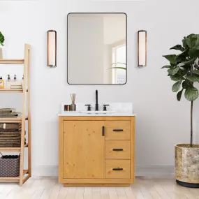 Altair Designs Perla 36" Single Bathroom Vanity with Grain White Composite Stone Countertop - 556036-NW-GW