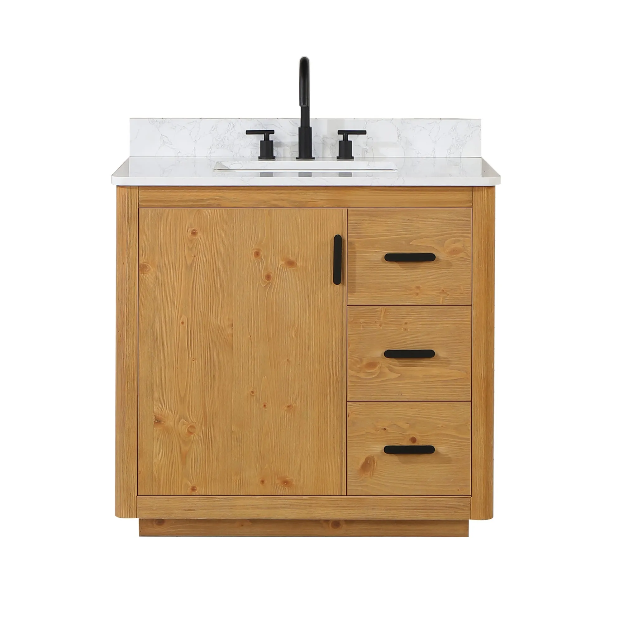Altair Designs Perla 36" Single Bathroom Vanity with Grain White Composite Stone Countertop - 556036-NW-GW