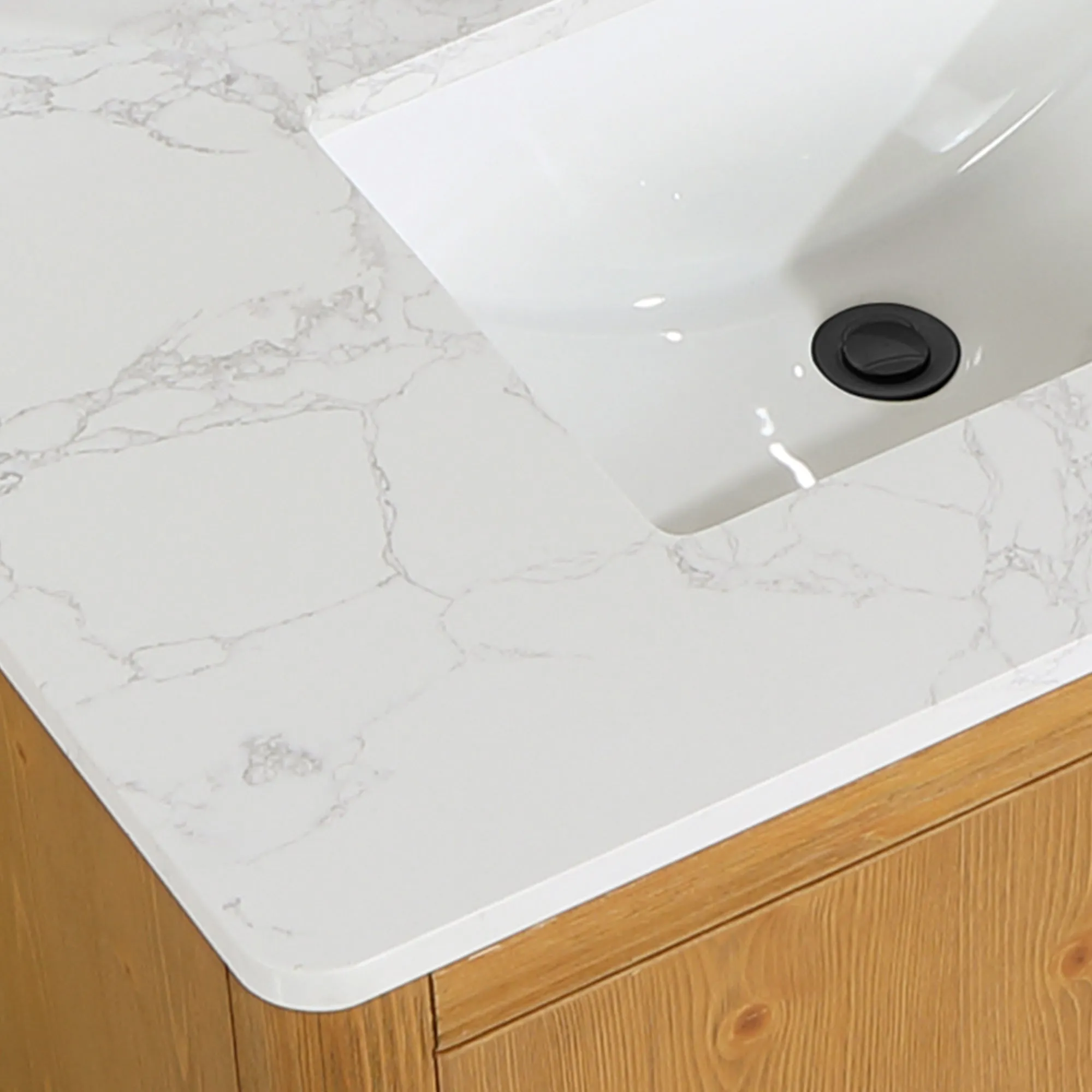 Altair Designs Perla 36" Single Bathroom Vanity with Grain White Composite Stone Countertop - 556036-NW-GW