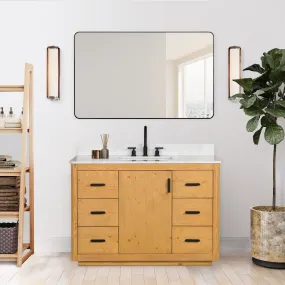 Altair Designs Perla 48" Single Bathroom Vanity with Grain White Composite Stone Countertop - 556048-NW-GW