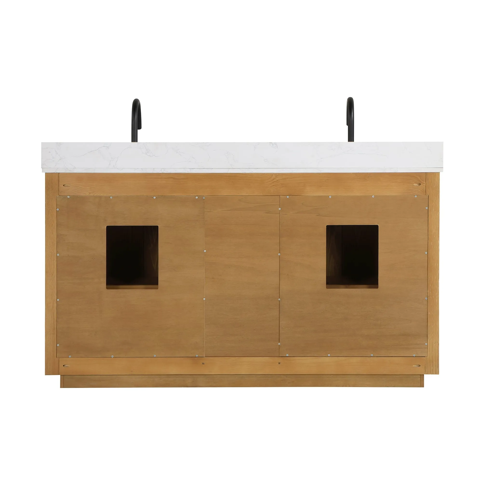 Altair Designs Perla 60" Double Bathroom Vanity with Grain White Composite Stone Countertop - 556060-NW-GW
