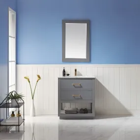 Altair Designs Remi 30" Single Bathroom Vanity Set with Marble Countertop - 532030-WH-CA-NM