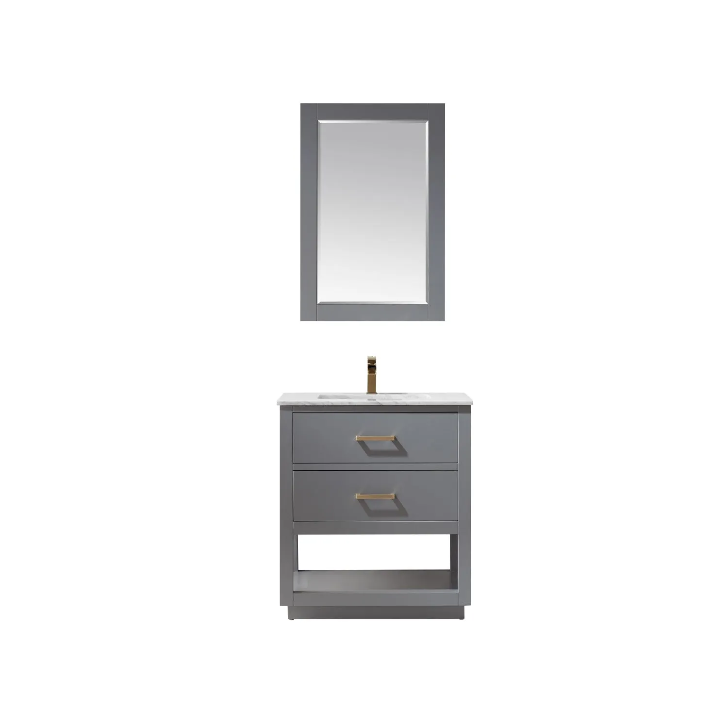 Altair Designs Remi 30" Single Bathroom Vanity Set with Marble Countertop - 532030-WH-CA-NM