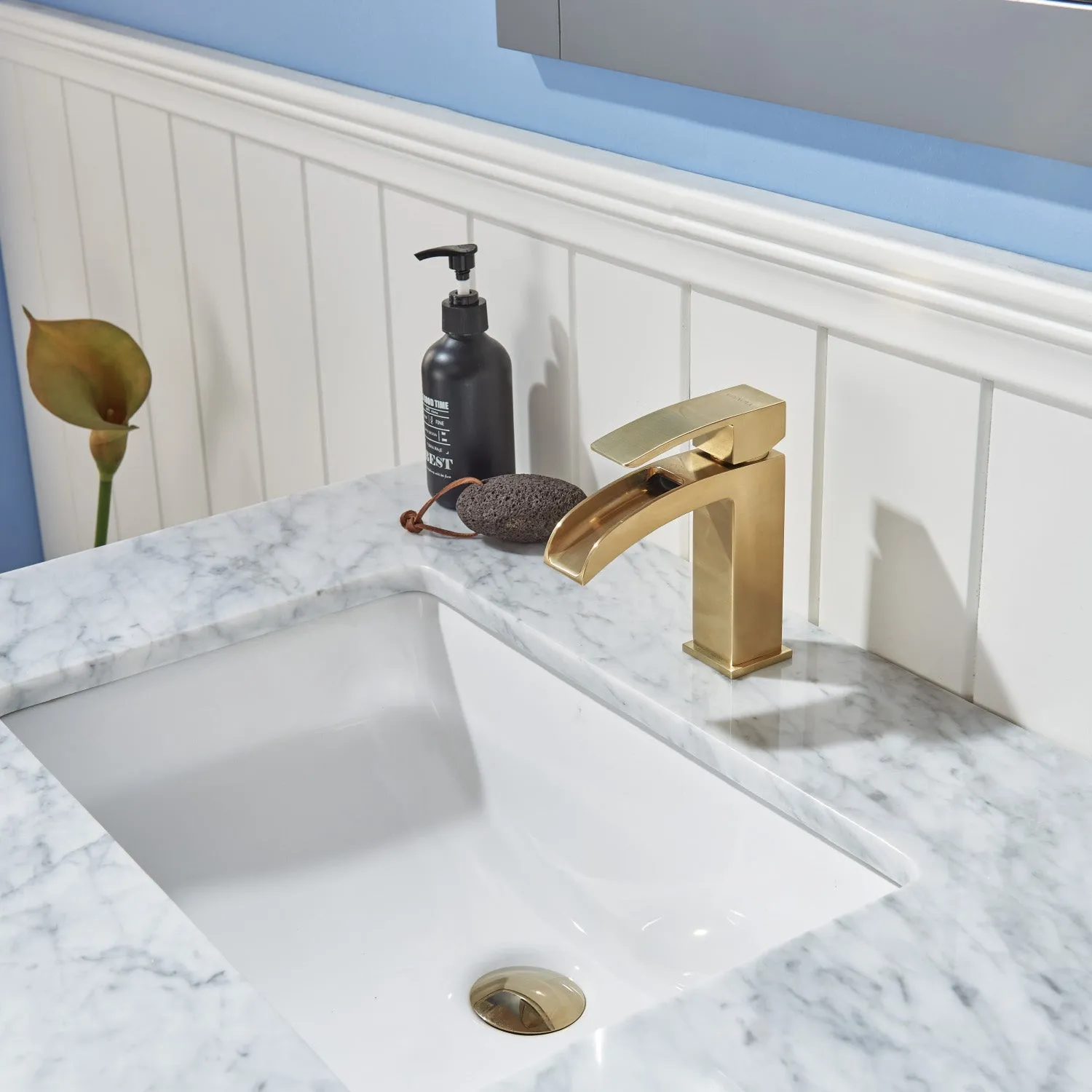 Altair Designs Remi 30" Single Bathroom Vanity Set with Marble Countertop - 532030-WH-CA-NM
