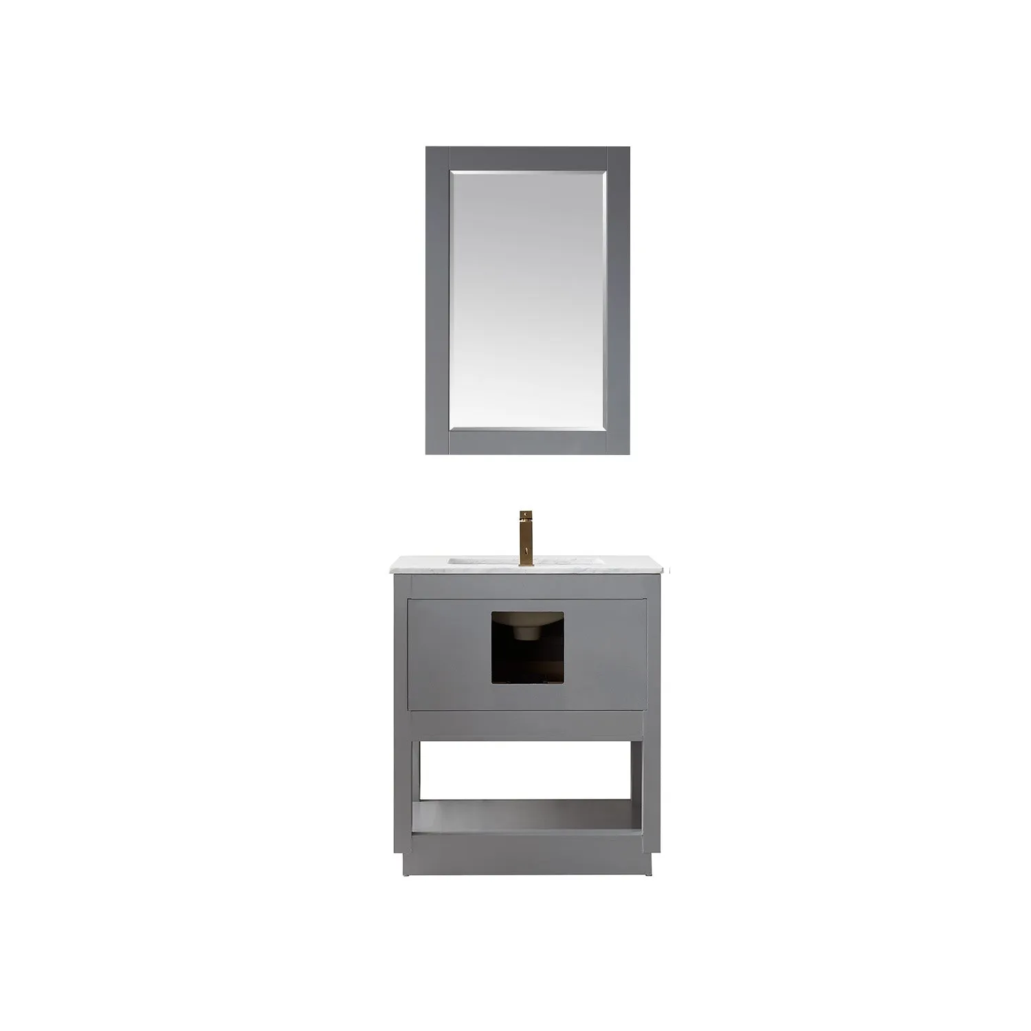 Altair Designs Remi 30" Single Bathroom Vanity Set with Marble Countertop - 532030-WH-CA-NM