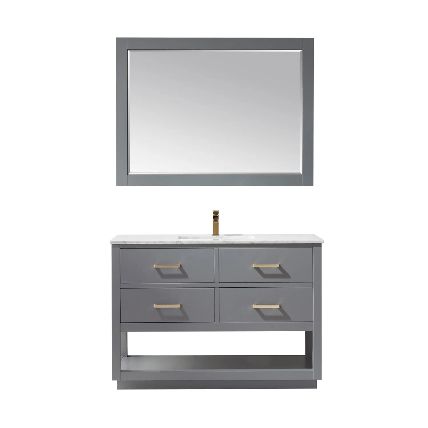 Altair Designs Remi 48" Single Bathroom Vanity Set with Marble Countertop - 532048-WH-CA-NM