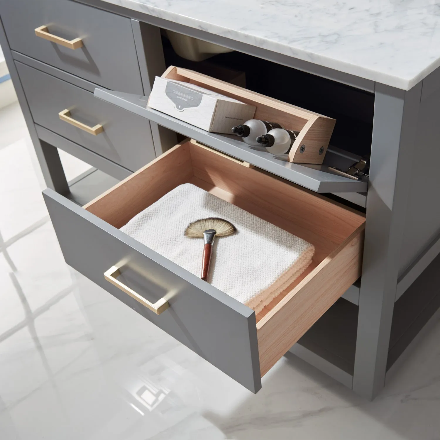 Altair Designs Remi 48" Single Bathroom Vanity Set with Marble Countertop - 532048-WH-CA-NM