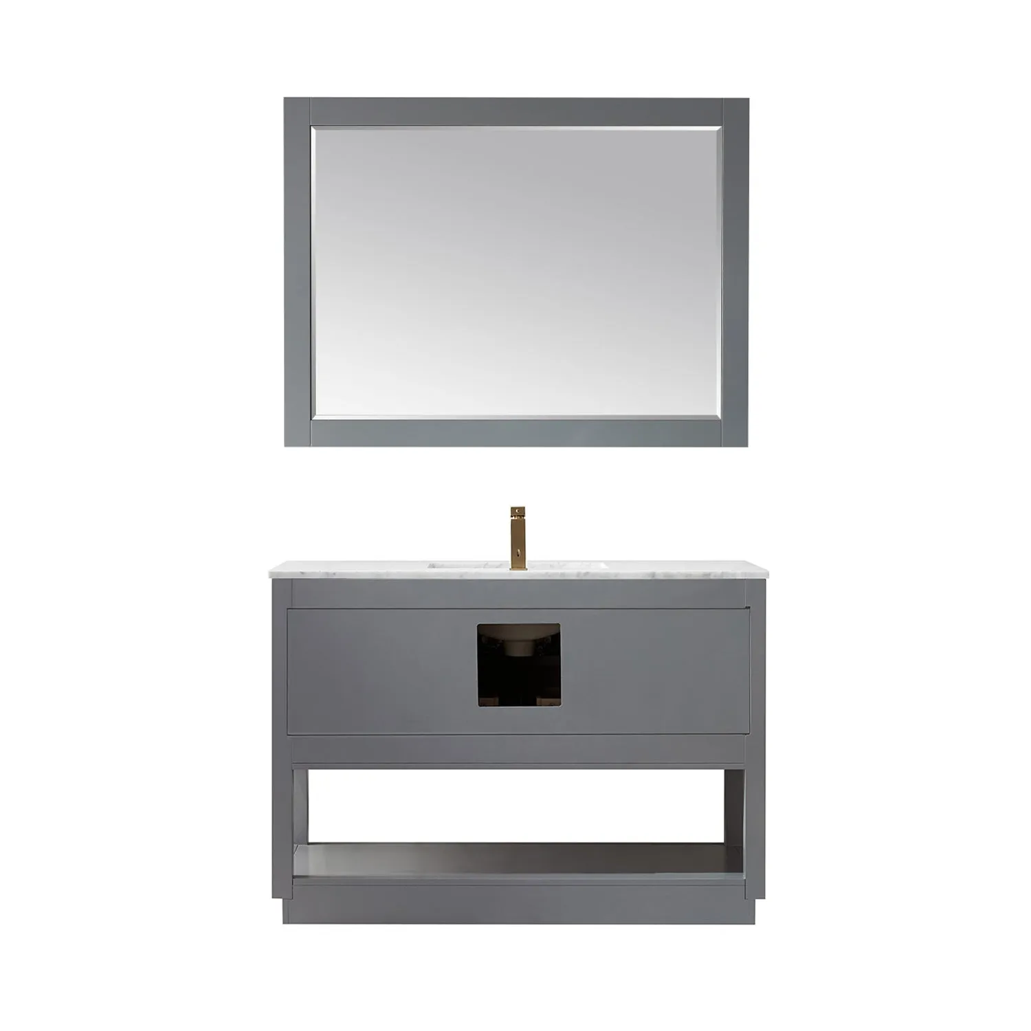 Altair Designs Remi 48" Single Bathroom Vanity Set with Marble Countertop - 532048-WH-CA-NM