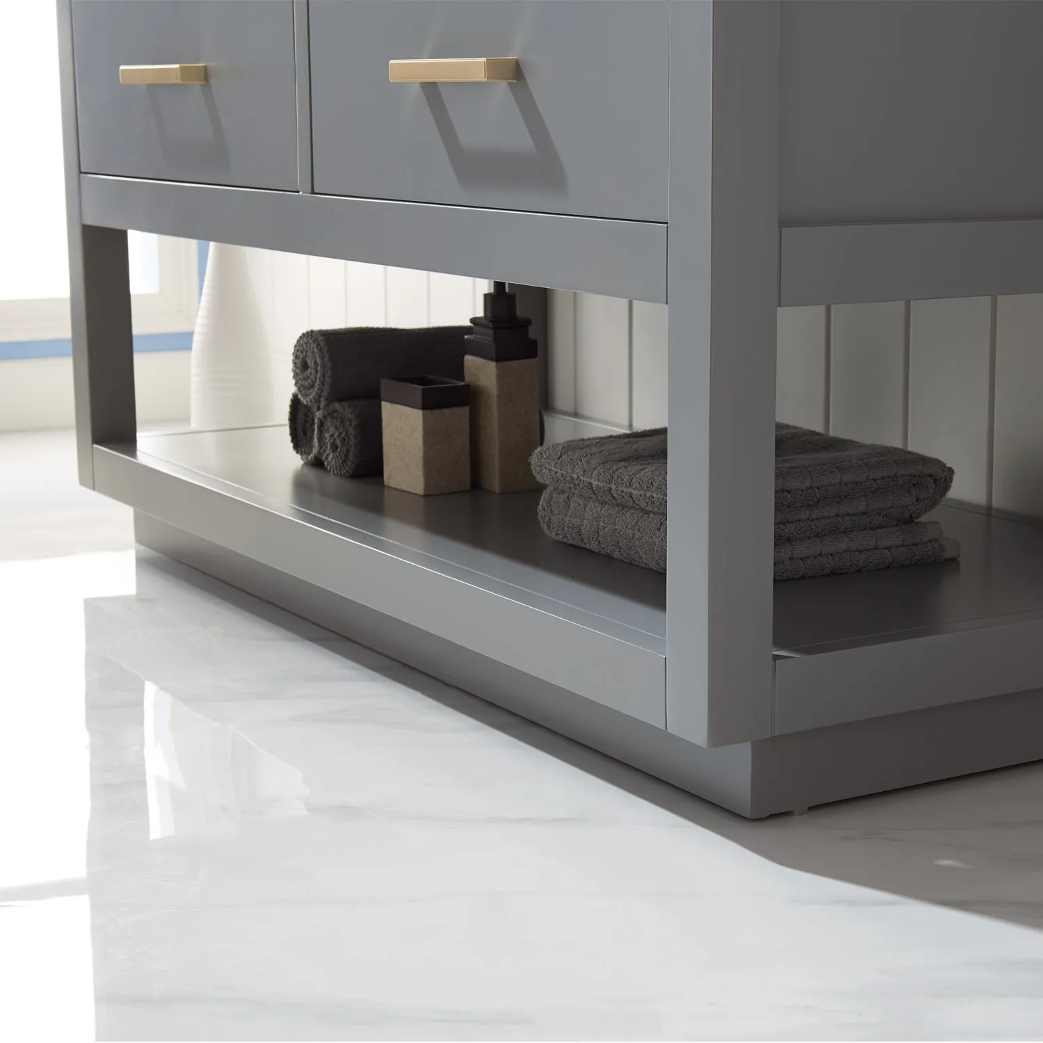 Altair Designs Remi 48" Single Bathroom Vanity Set with Marble Countertop - 532048-WH-CA-NM