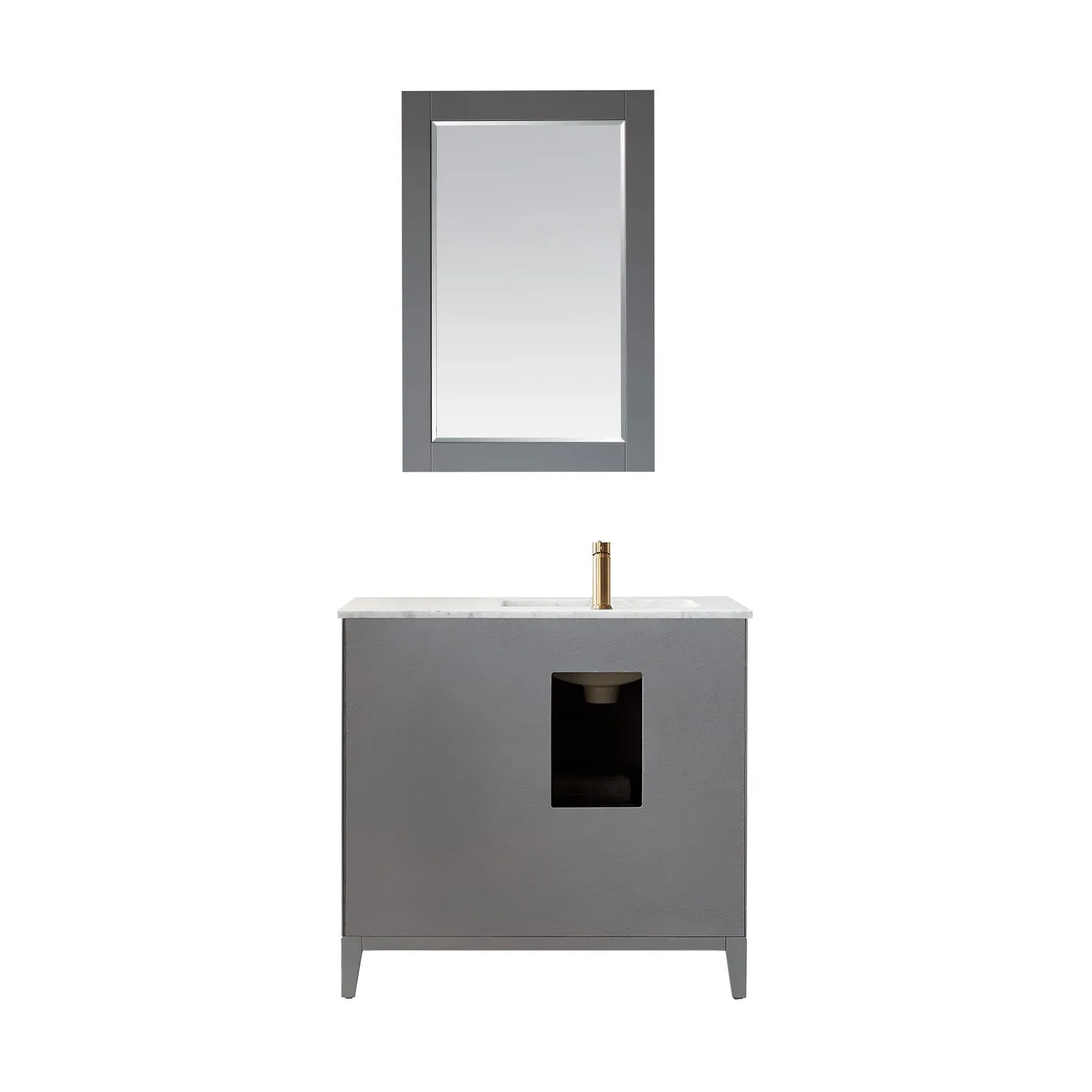 Altair Designs Sutton 36" Single Bathroom Vanity Set with Marble Countertop - 541036-WH-CA-NM