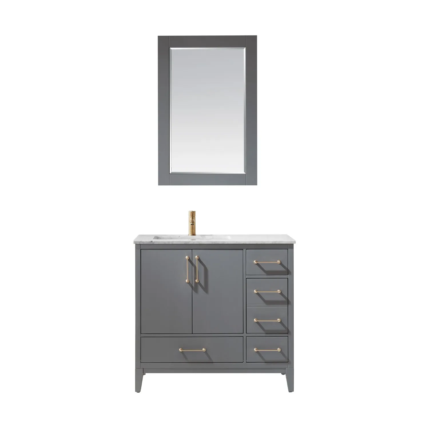 Altair Designs Sutton 36" Single Bathroom Vanity Set with Marble Countertop - 541036-WH-CA-NM