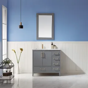 Altair Designs Sutton 36" Single Bathroom Vanity Set with Marble Countertop - 541036-WH-CA-NM