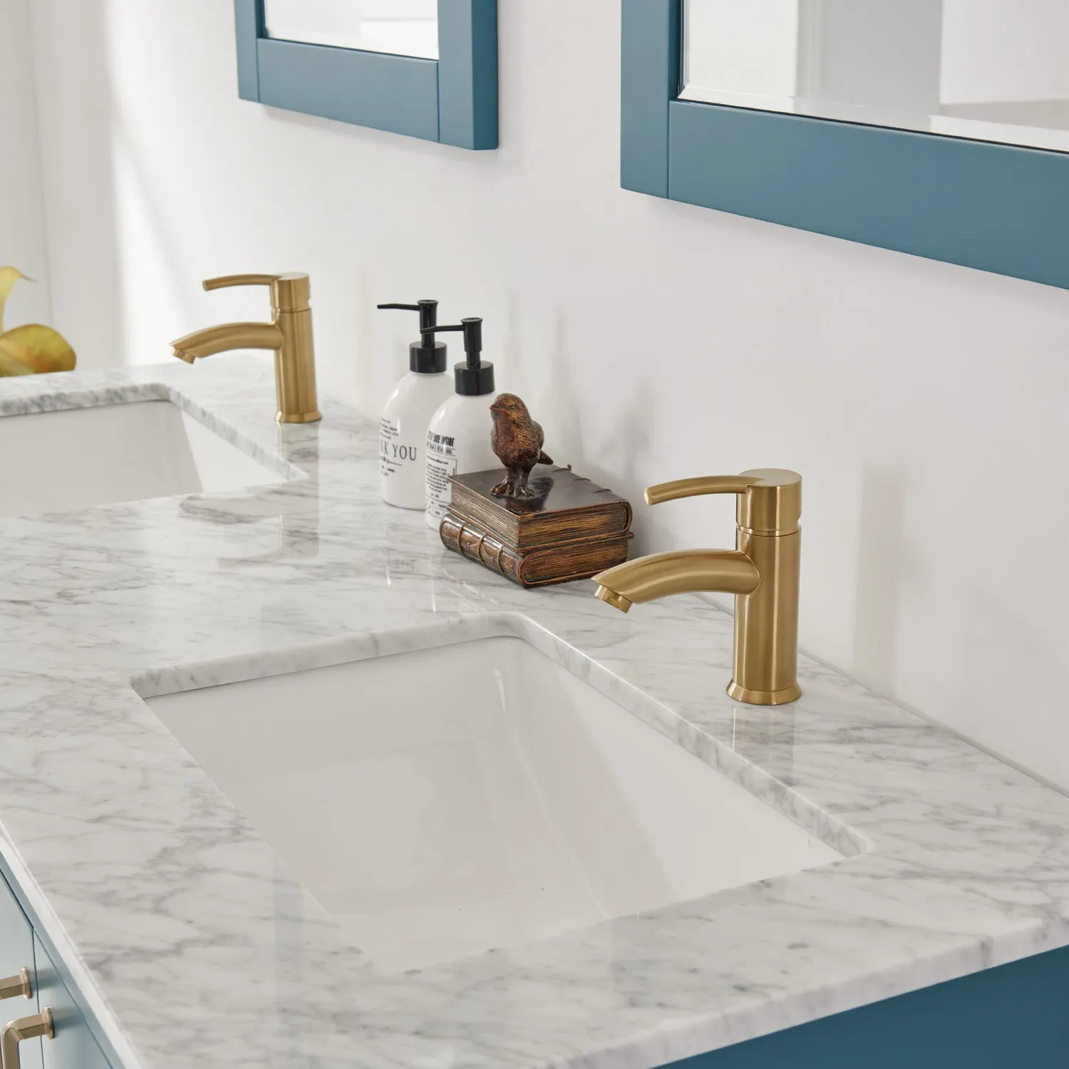Altair Designs Sutton 60" Double Bathroom Vanity Set with Marble Countertop - 541060-WH-CA-NM