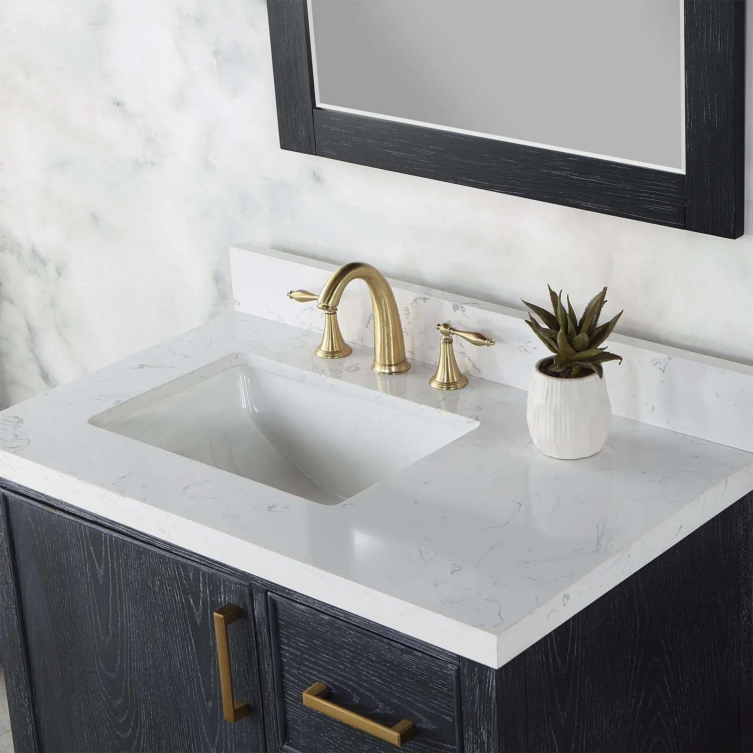 Altair Designs Weiser 36" Single Bathroom Vanity Set with Composite Aosta White Stone Countertop - 549036-BO-AW-NM