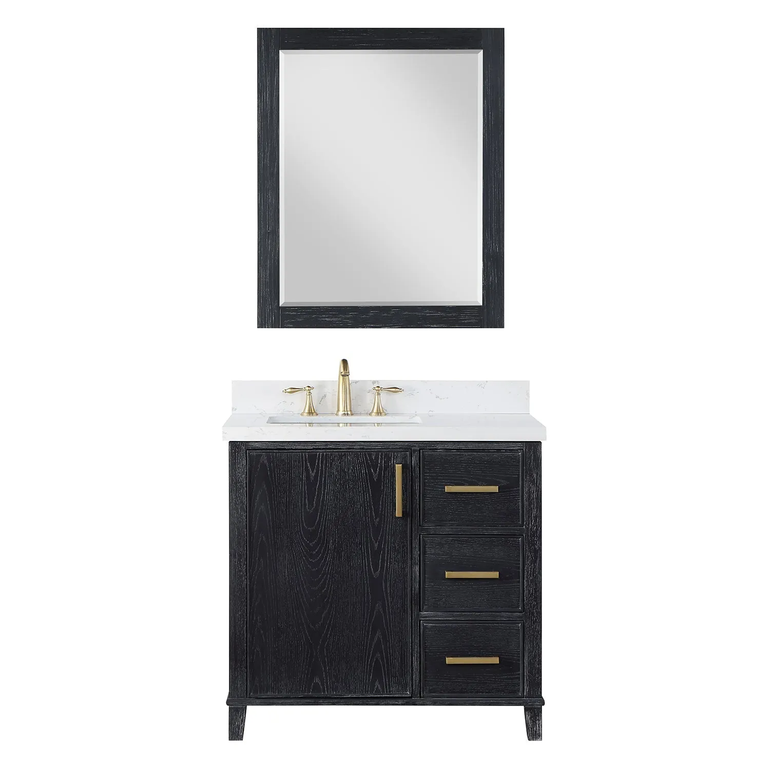 Altair Designs Weiser 36" Single Bathroom Vanity Set with Composite Aosta White Stone Countertop - 549036-BO-AW-NM