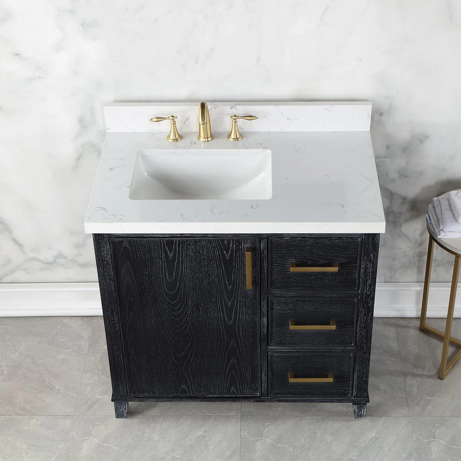 Altair Designs Weiser 36" Single Bathroom Vanity Set with Composite Aosta White Stone Countertop - 549036-BO-AW-NM